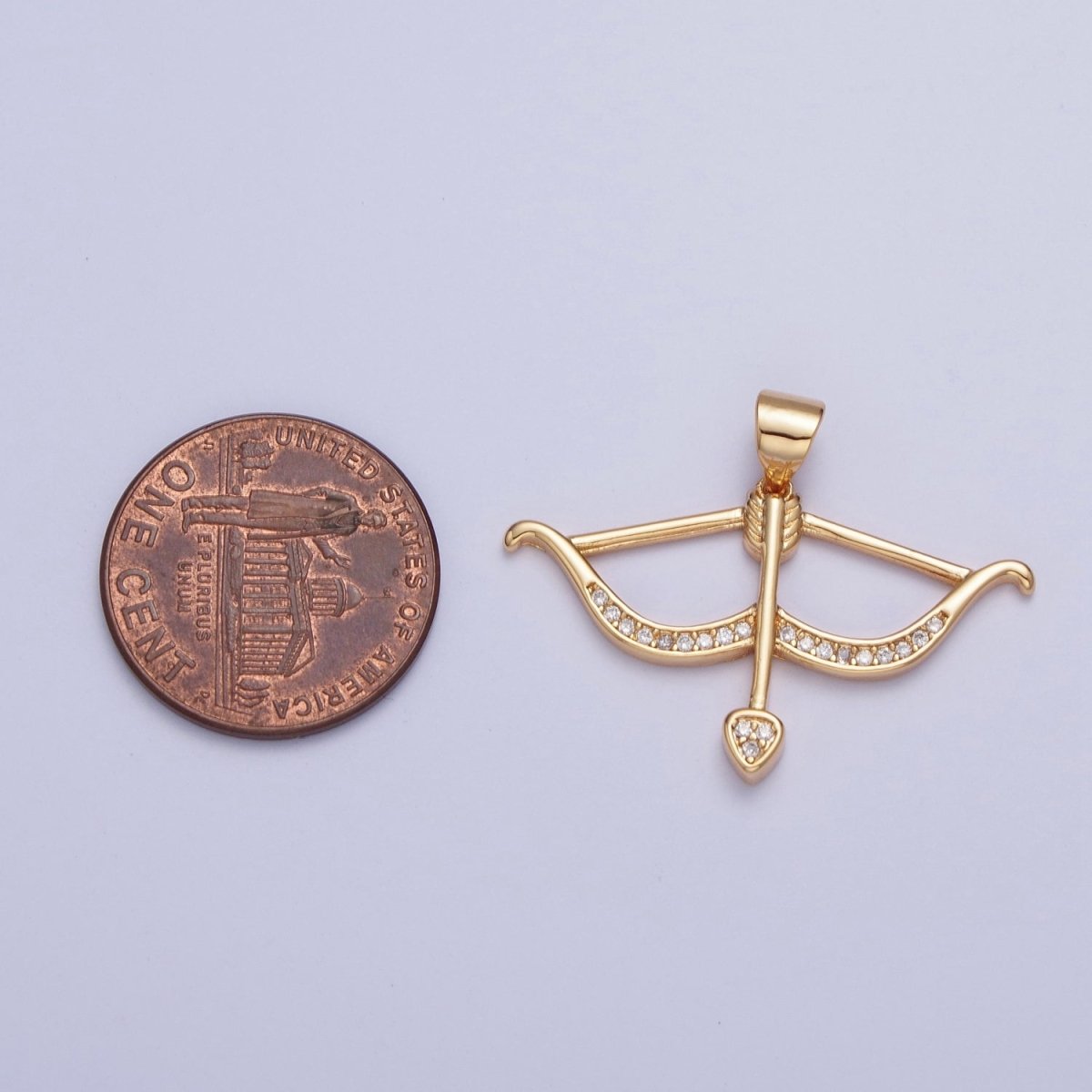OS Micro Pave 24K Gold Filled Arrow Archery Sport Pendant For Jewelry Making X-451
