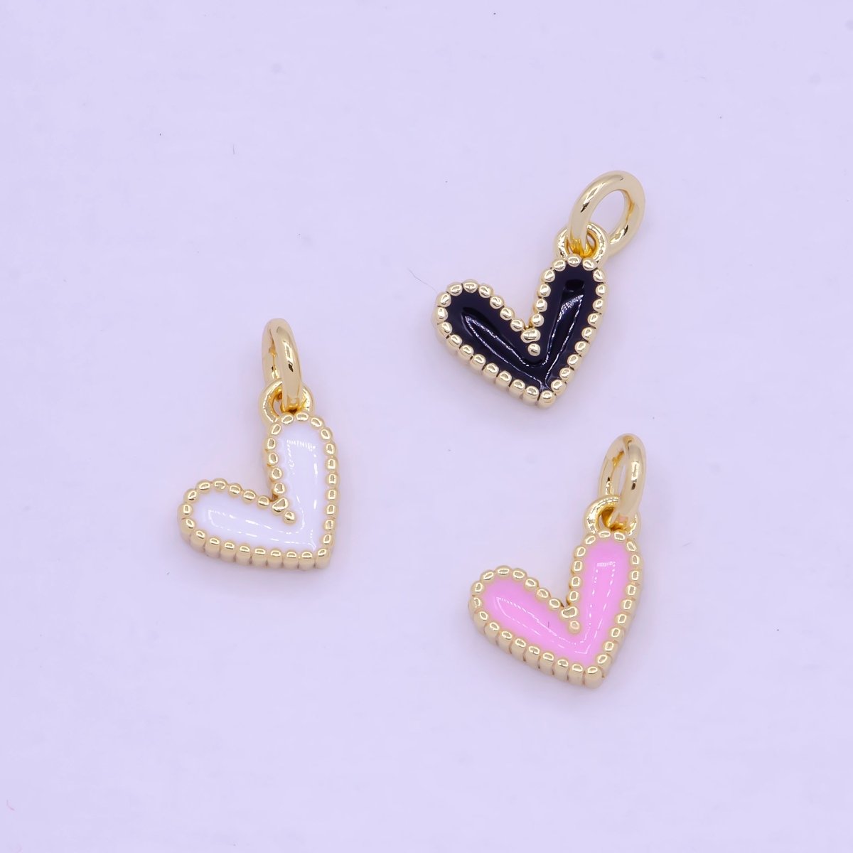 OS Mini Enamel Heart Charm Black White Pink Heart Charm Epoxy Heart Charm AG-080 AG-081