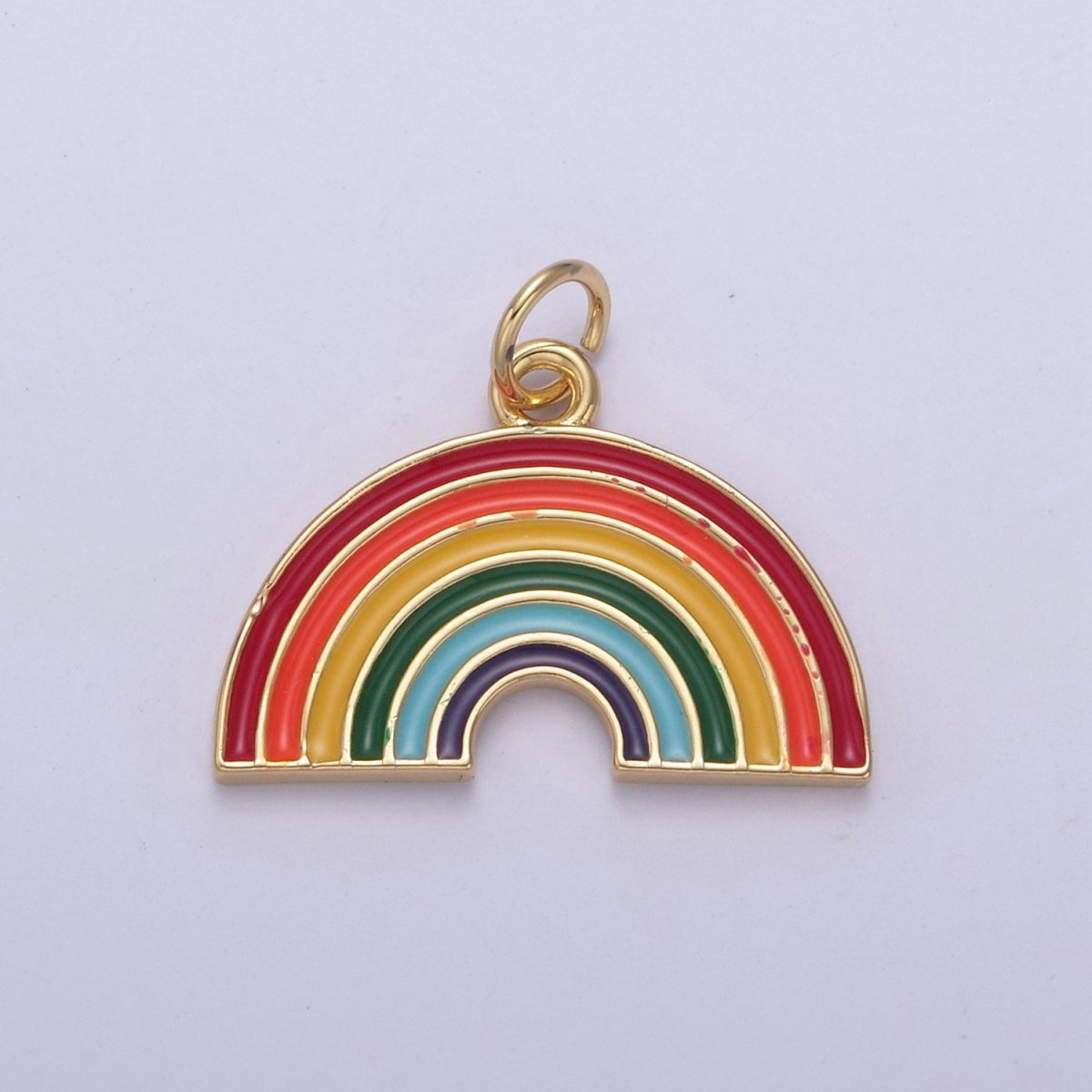 OS Mini Gold Filled Enamel Rainbow Charm Add on Charm for Bracelet Necklace Earring Supply N-744 - DLUXCA