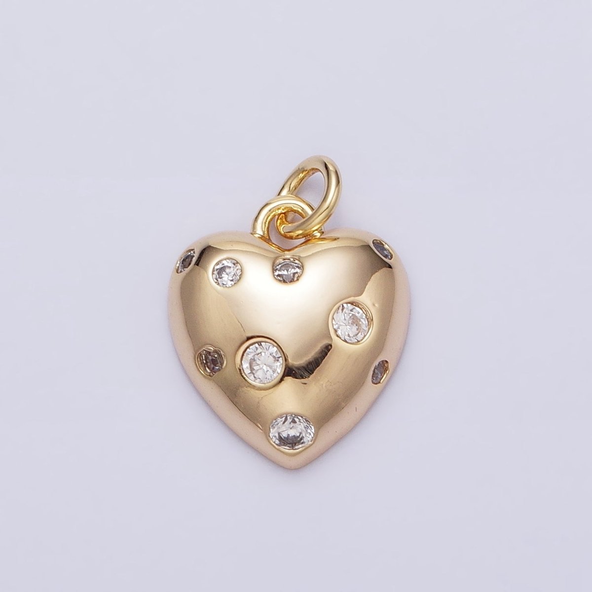 OS Mini Gold Heart Charm with CZ Stone Dots Bubble Love Valentine Jewelry Pendant AC508 AC509