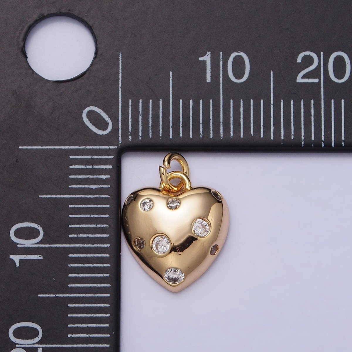 OS Mini Gold Heart Charm with CZ Stone Dots Bubble Love Valentine Jewelry Pendant AC508 AC509