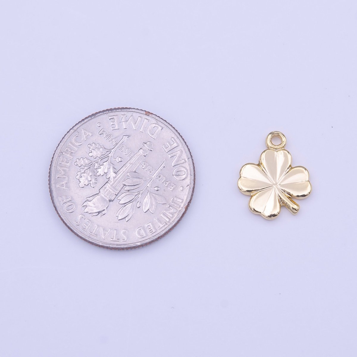 OS Mini Gold Lucky Clover Quatrefoil Leaf Charm | C-519