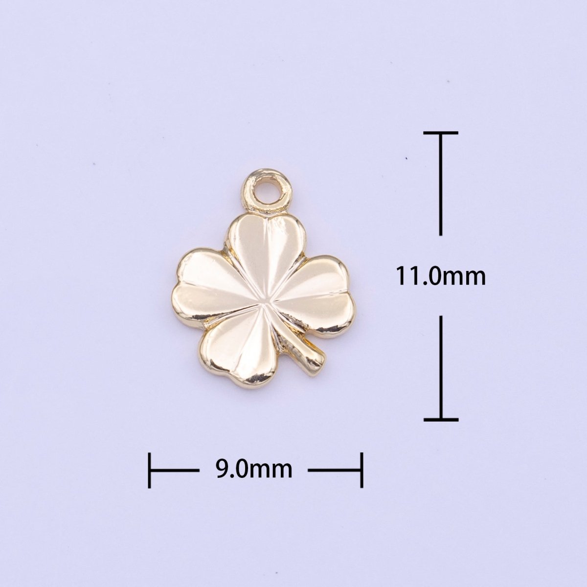 OS Mini Gold Lucky Clover Quatrefoil Leaf Charm | C-519