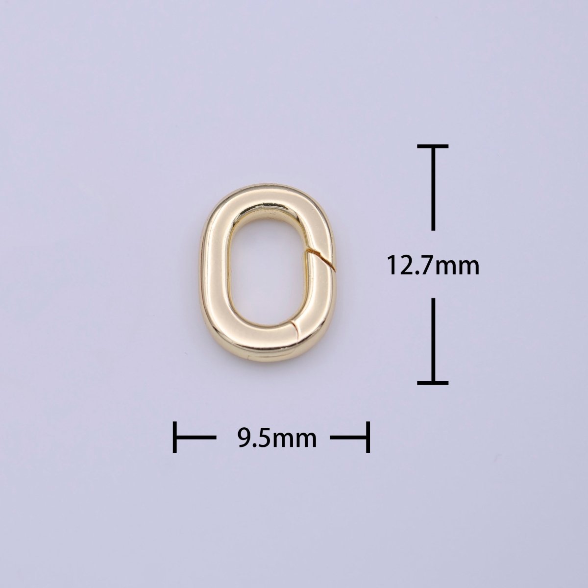 OS Mini Minimalist Gold Rectangular Oval Oblong Push Spring Gate Ring Jewelry Supply | K-234 - DLUXCA