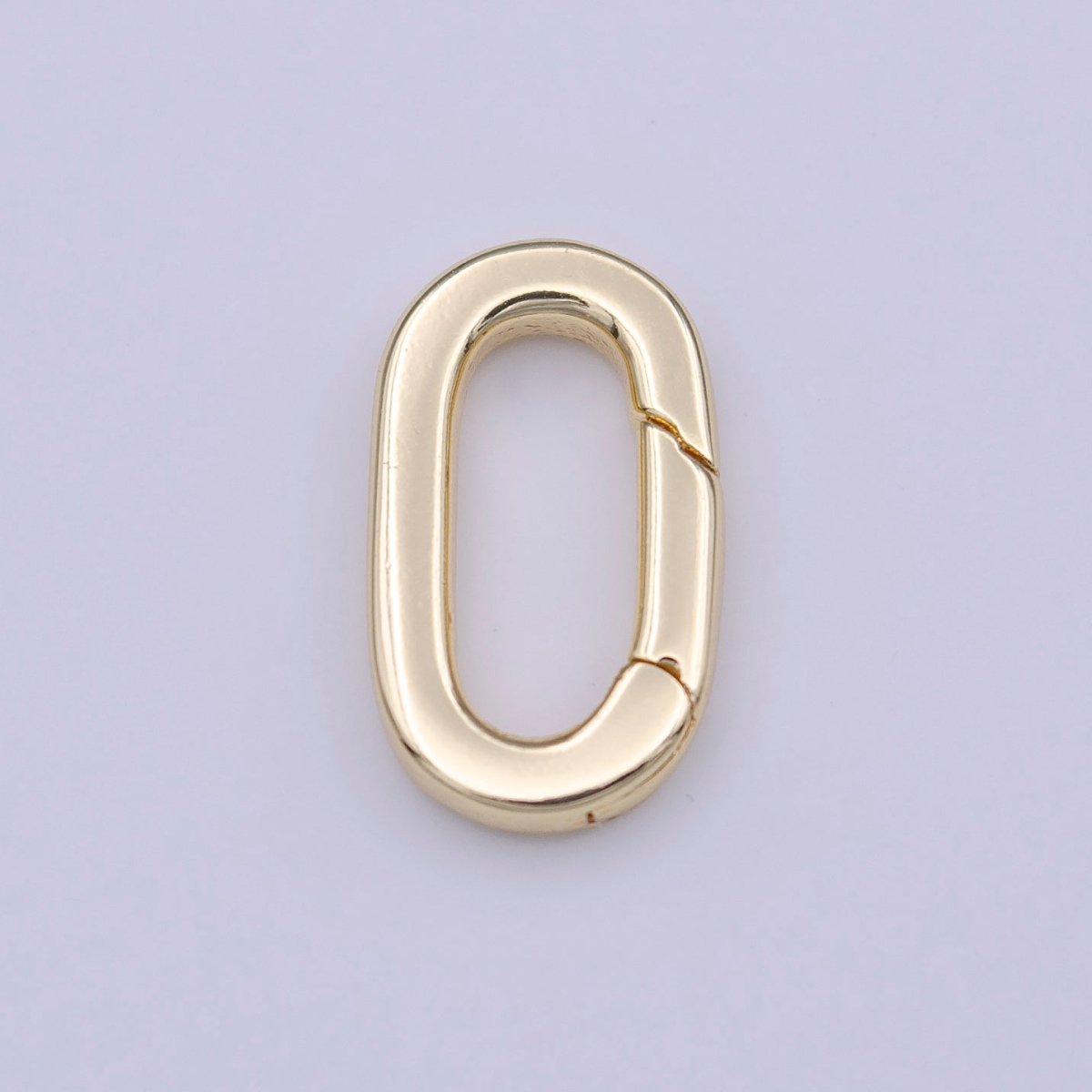 OS Minimalist 14mm Oval Oblong Push Spring Ring Gate Gold Jewelry Supply | K-235 - DLUXCA