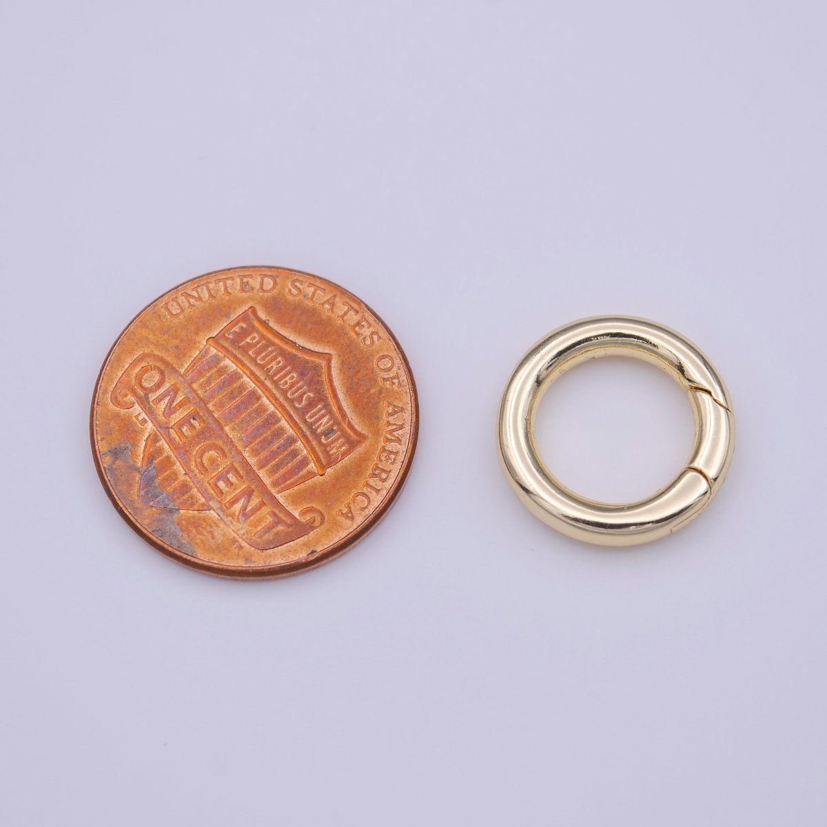 OS Minimalist Gold 13.8mm Round Spring Gate Ring Jewelry Supply | K-233 - DLUXCA