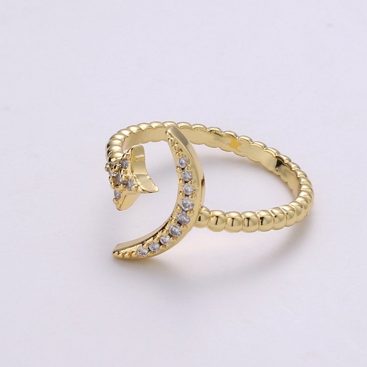 OS Minimalist moon ring, crescent moon ring, tiny moon ring, delicate moon ring, gold stacking ring, moon ring, dainty jewelry, gold moon ring R-043
