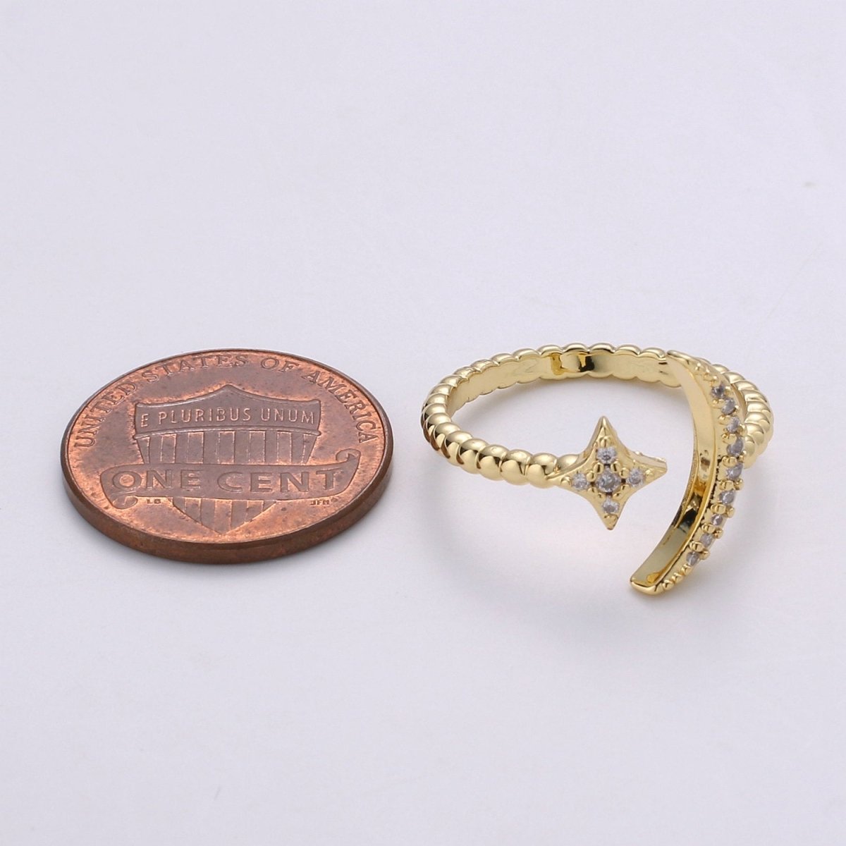 OS Minimalist moon ring, crescent moon ring, tiny moon ring, delicate moon ring, gold stacking ring, moon ring, dainty jewelry, gold moon ring R-043
