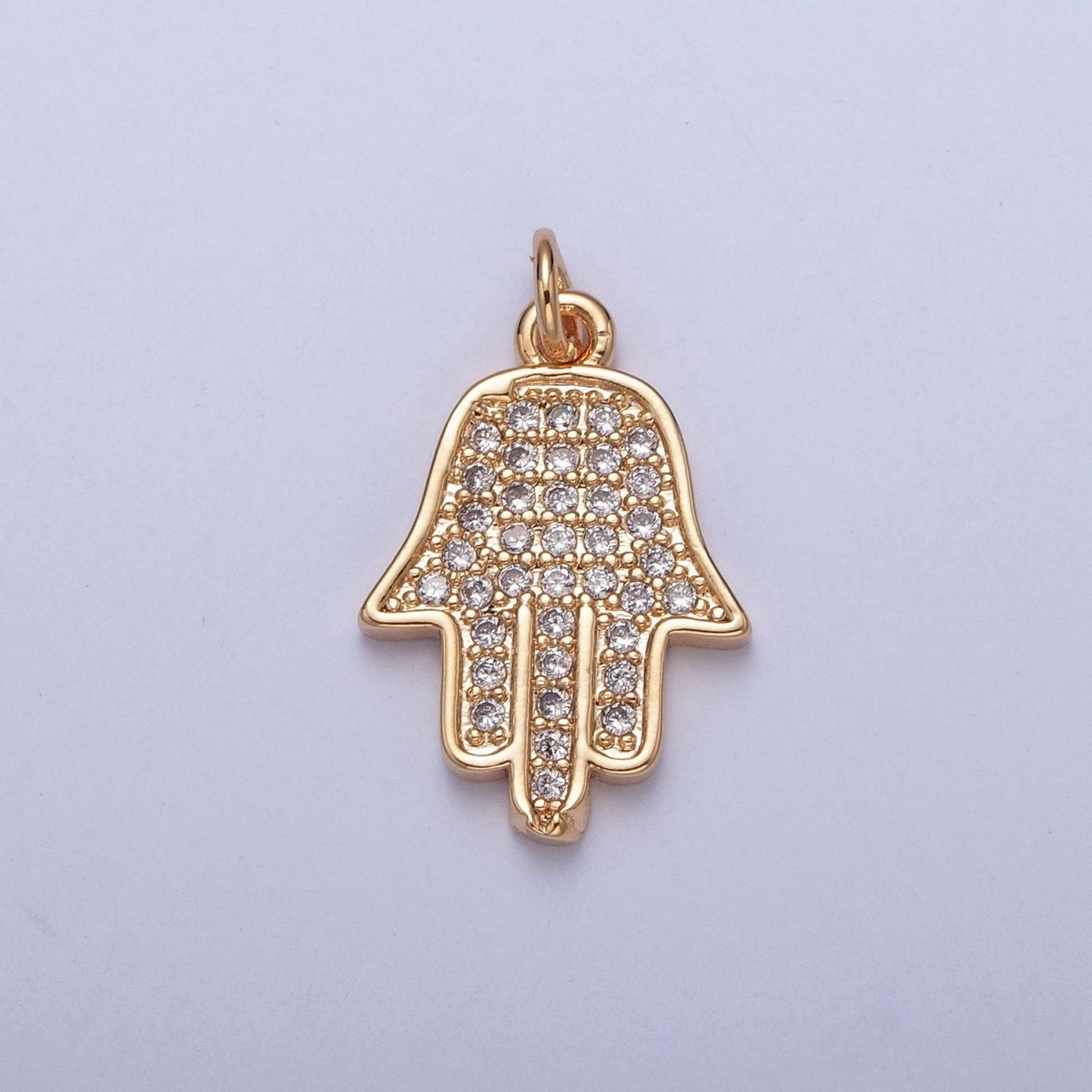 OS Minimalist Protection Hamsa Hand Micro Paved Cubic Zirconia Charm For DIY Jewelry Making | X-237 - DLUXCA