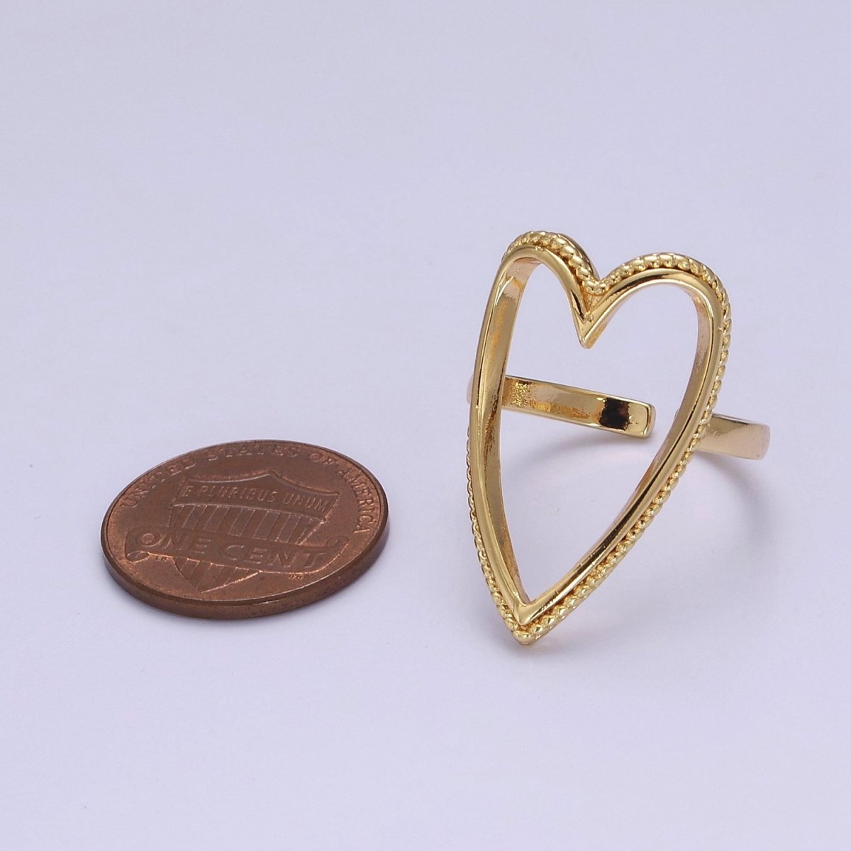 OS Open Heart Ring, Heart Cut Out Ring, Everyday Ring 18K Gold Filled Ring, Fun Unique Cute Ring For Women O-2081 - DLUXCA