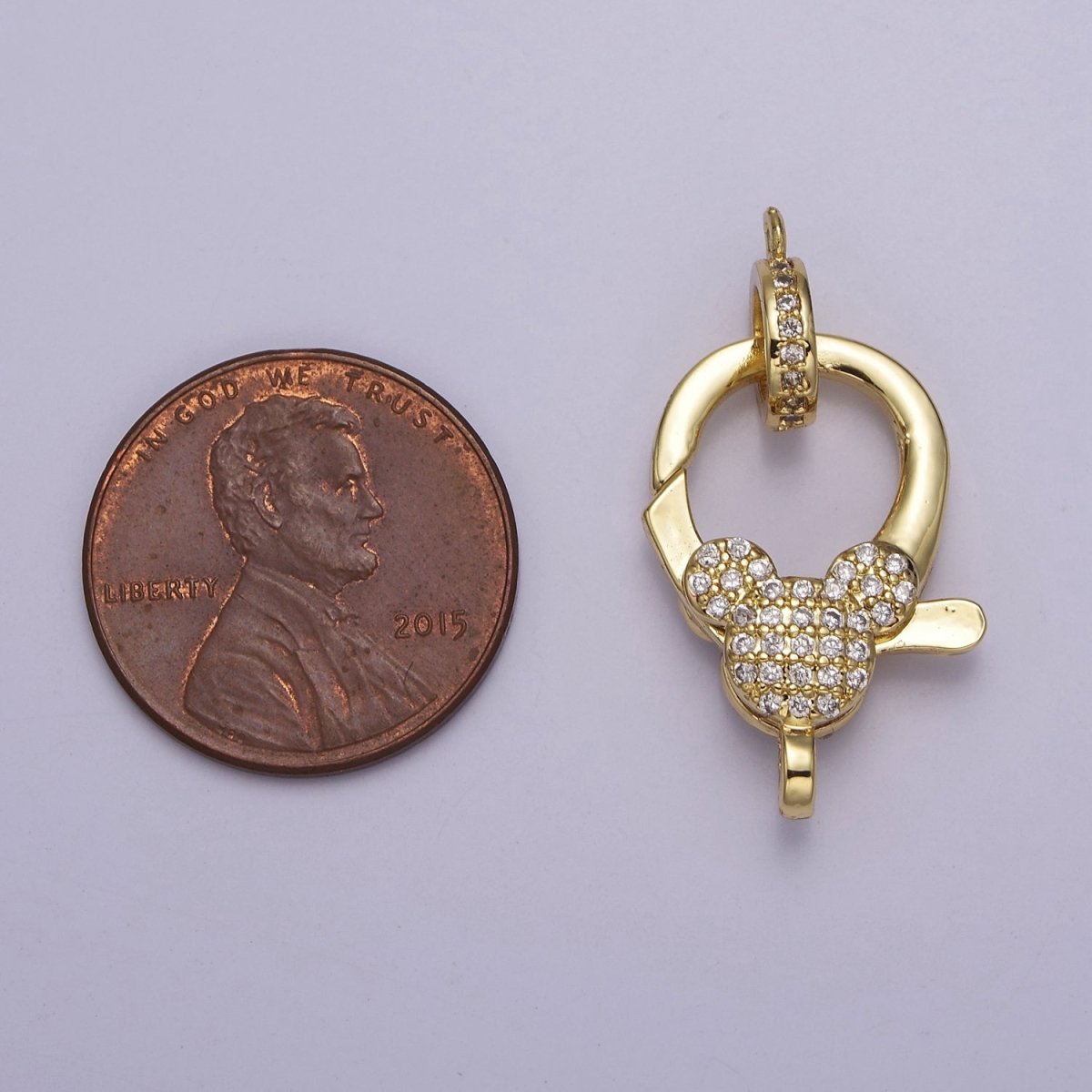 OS Pave Mickey Gold Parrot Clasps Lobster Clasp Pendant Unique Design Component Lobster Clasp for Jewelry Supply L-723 - DLUXCA