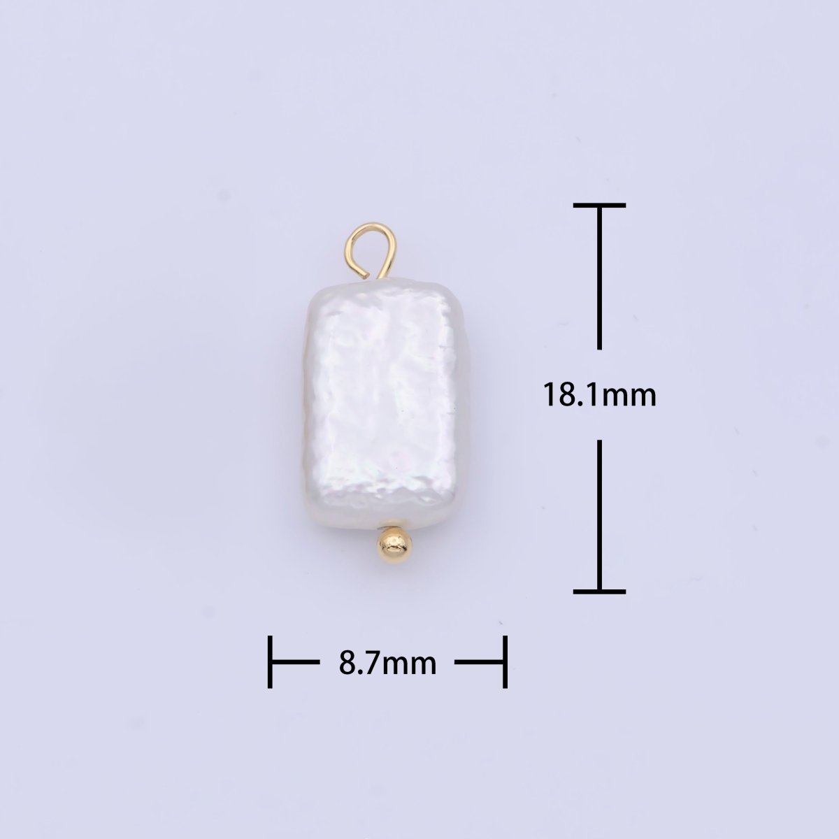 OS Rectangular Flat 18mm Natural White Freshwater Pearl Charm C-171 - DLUXCA