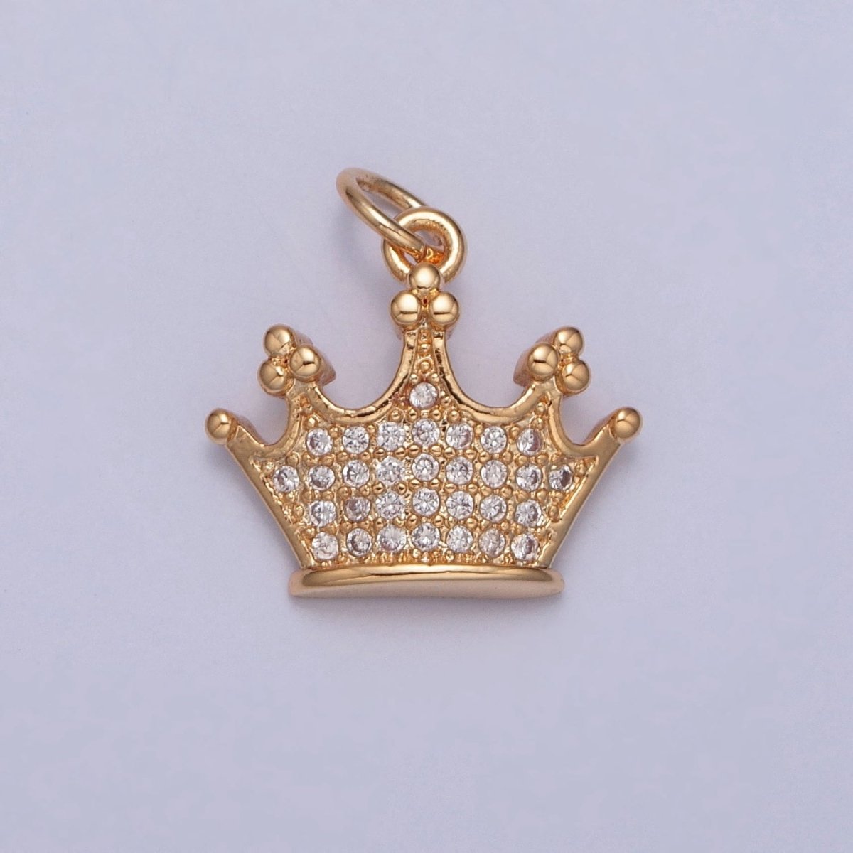OS Royal Gold Queen's Crown Micro Paved Cubic Zirconia Jewelry Add On Charm | X-251 - DLUXCA