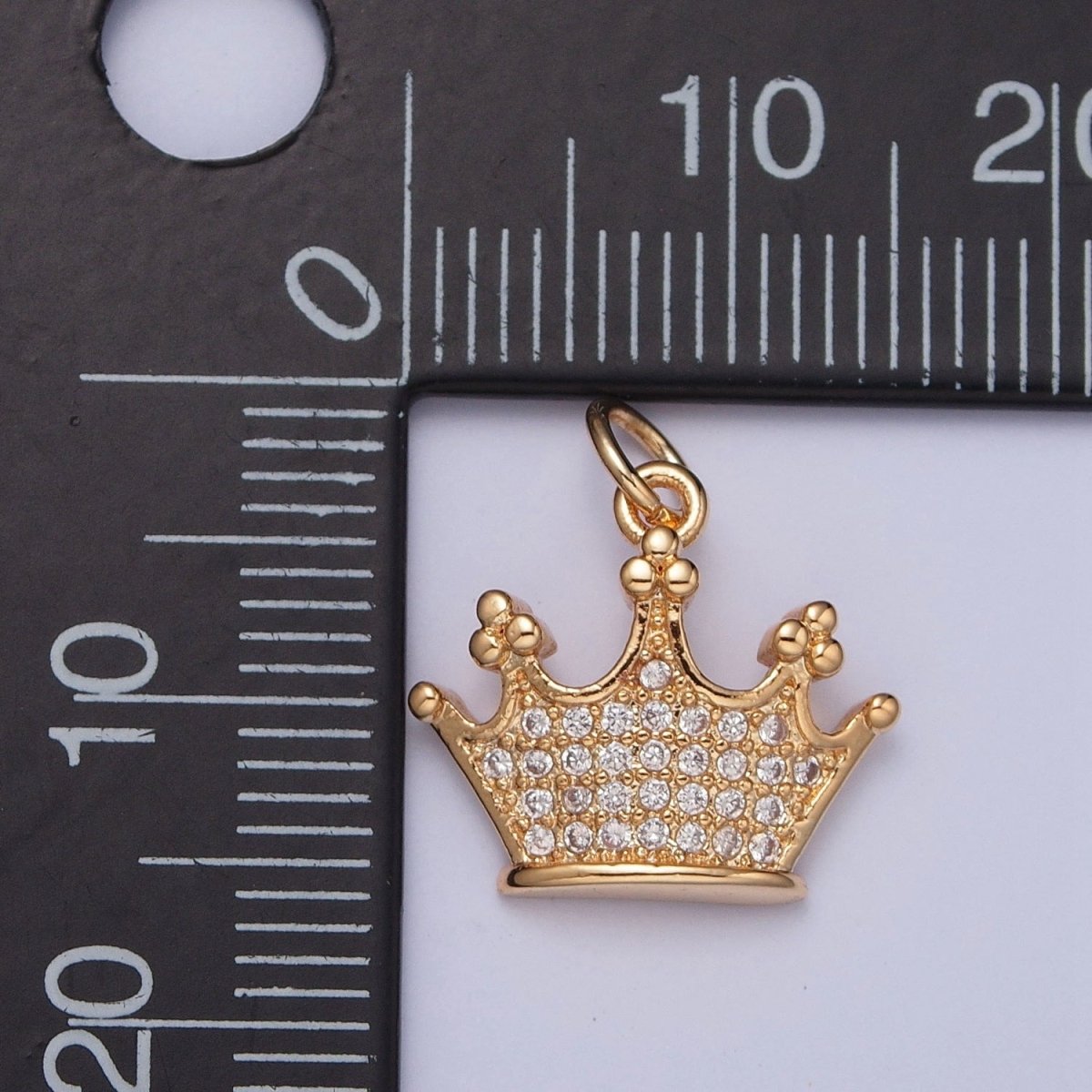 OS Royal Gold Queen's Crown Micro Paved Cubic Zirconia Jewelry Add On Charm | X-251 - DLUXCA