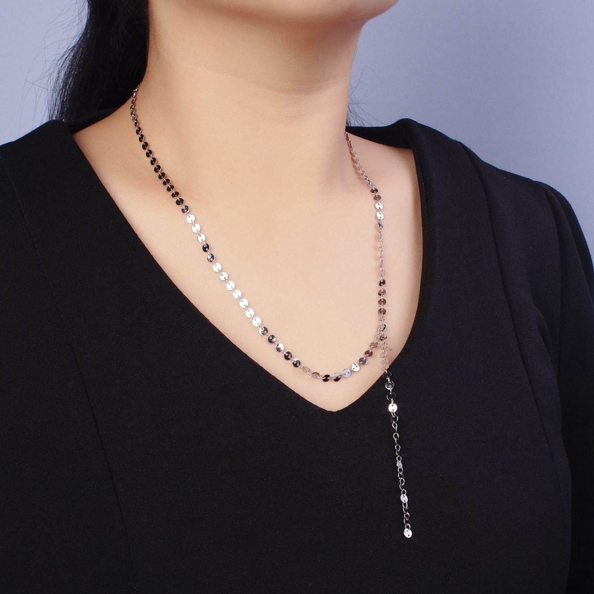 OS SEQUIN Chain, 4 mm Round Disk Disc Circle Disc Necklace Chain for Layer Jewelry Chain 20.5 inch Necklace Ready to Wear | WA-1601 Clearance Pricing - DLUXCA