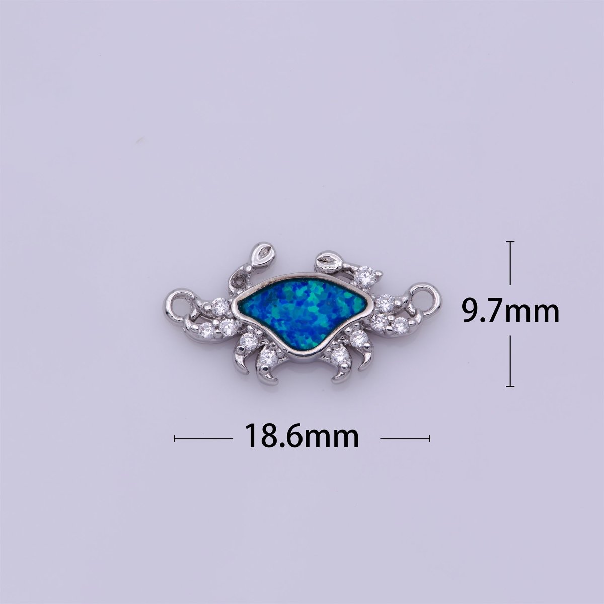 OS Silver, Gold Filled Green Blue Opal Crab, Animal Lover, Sea, Ocean, Marine, Cubic Zirconia Necklace Bracelet Charm CONNECTOR For Jewelry Making | F-118