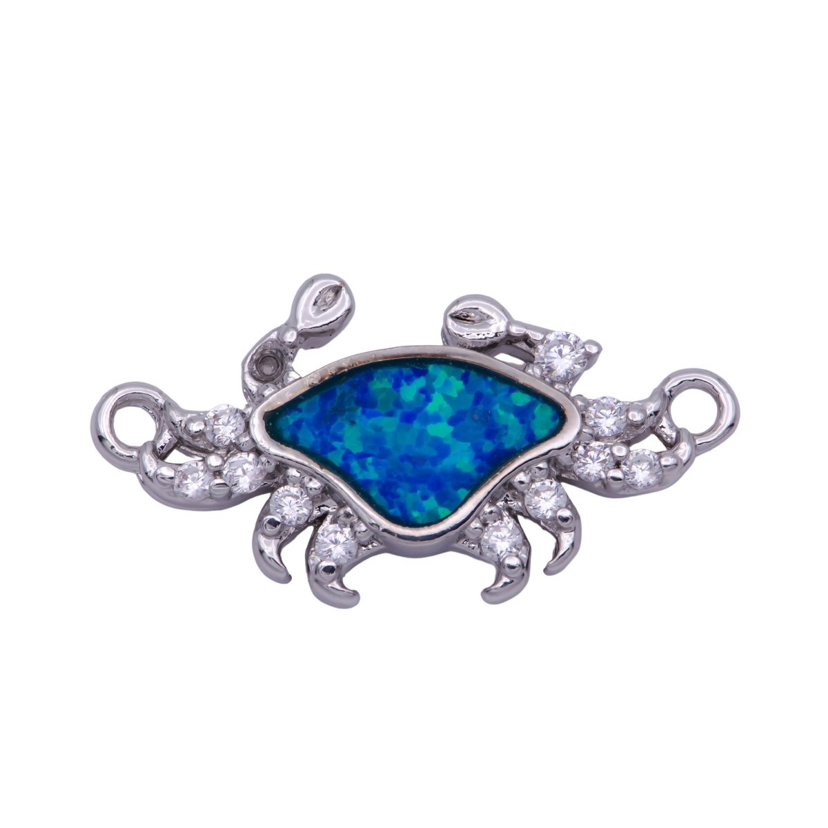 OS Silver, Gold Filled Green Blue Opal Crab, Animal Lover, Sea, Ocean, Marine, Cubic Zirconia Necklace Bracelet Charm CONNECTOR For Jewelry Making | F-118