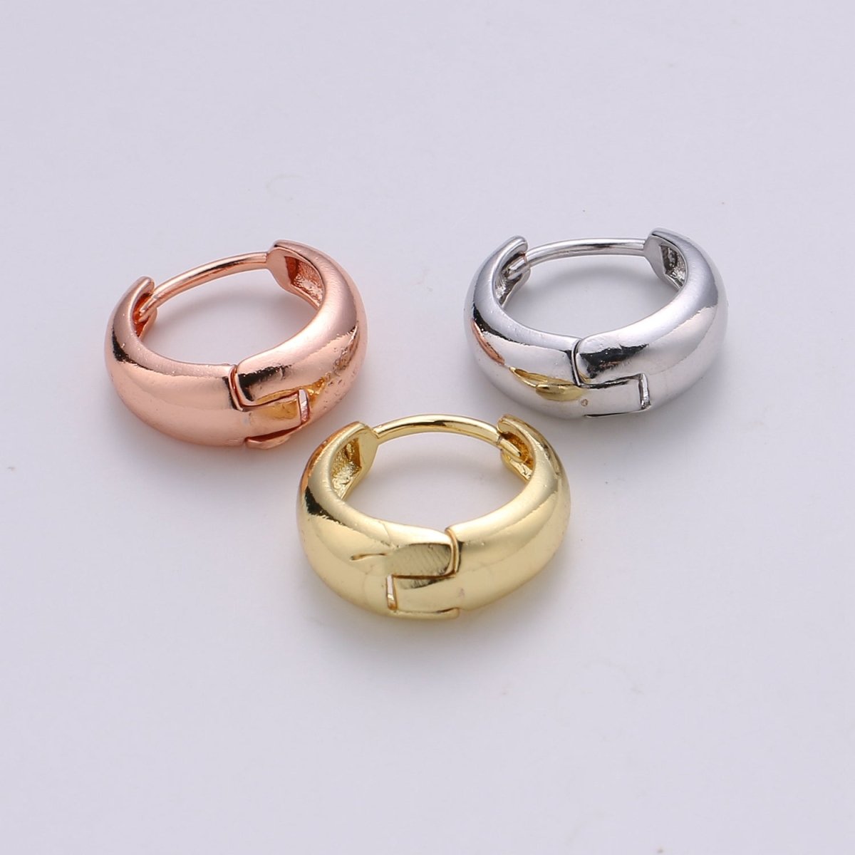 OS Simple Minimalist Thick Gold Filled Rose Gold / Silver / Gold Huggies K-658