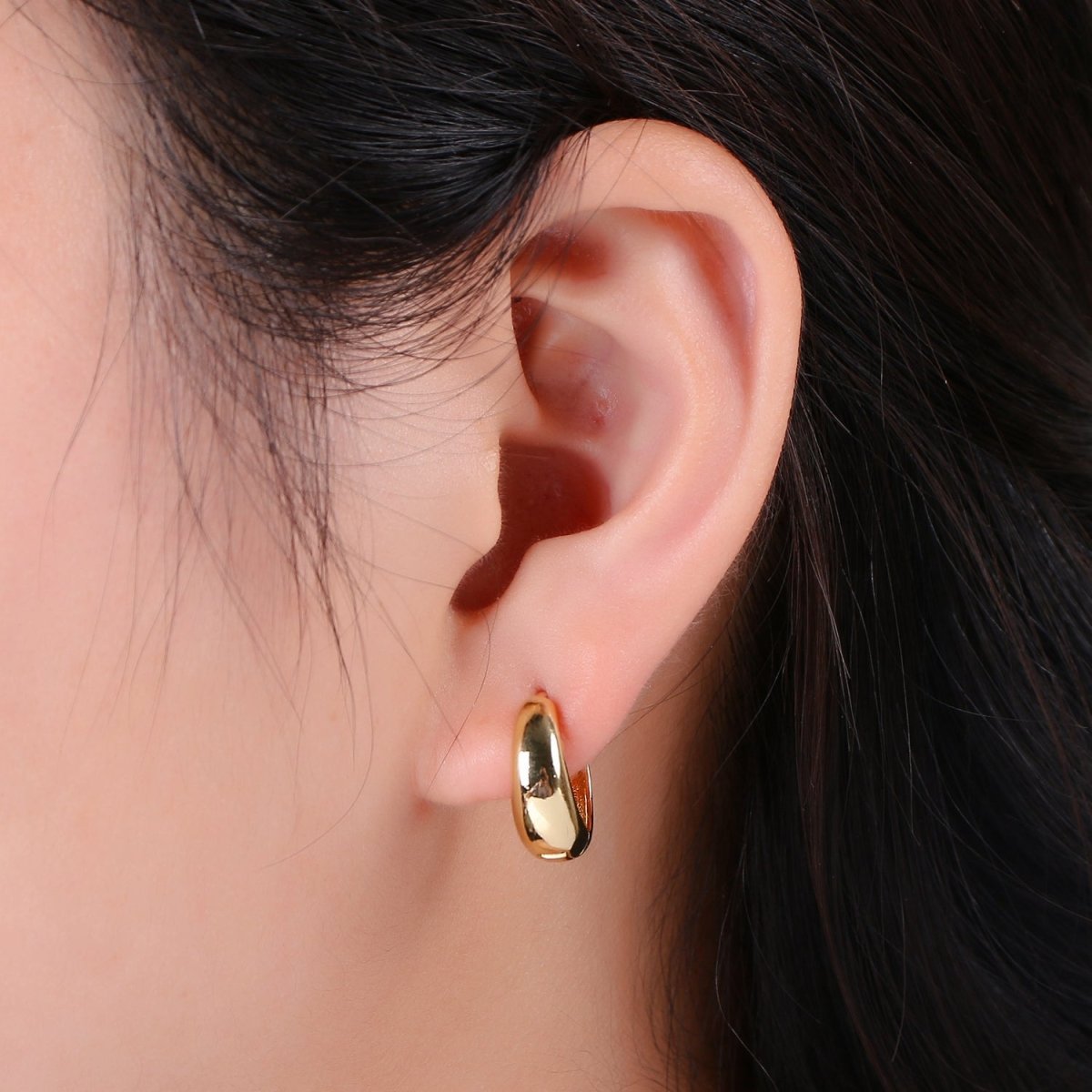OS Simple Minimalist Thick Gold Filled Rose Gold / Silver / Gold Huggies K-658