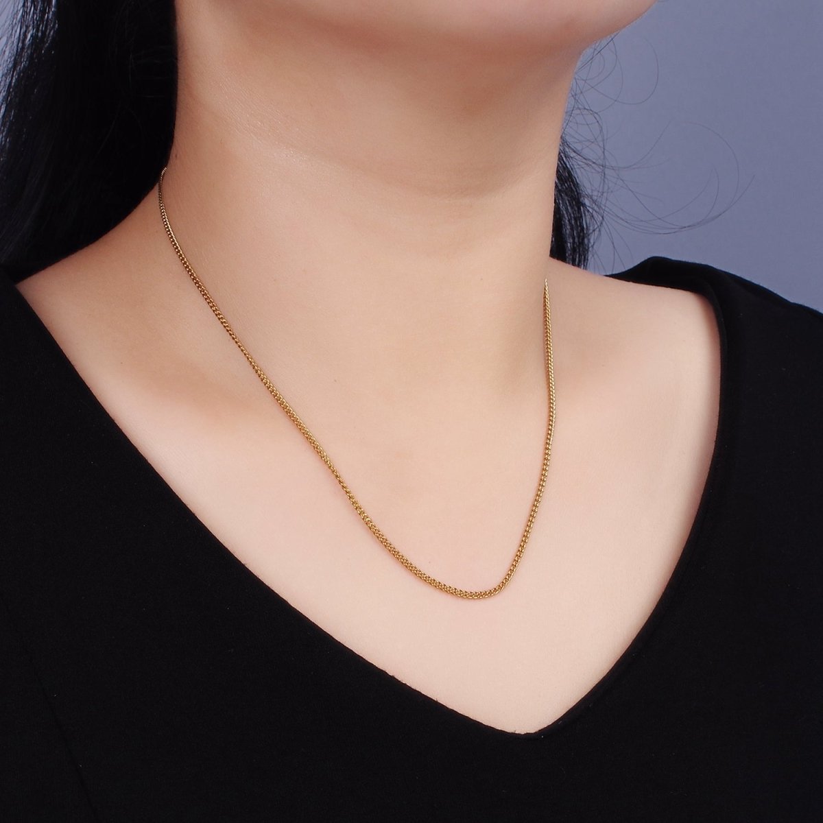 OS Stainless Steel 1.7mm Curb Chain 18 Inch Layering Necklace | WA-2315 Clearance Pricing