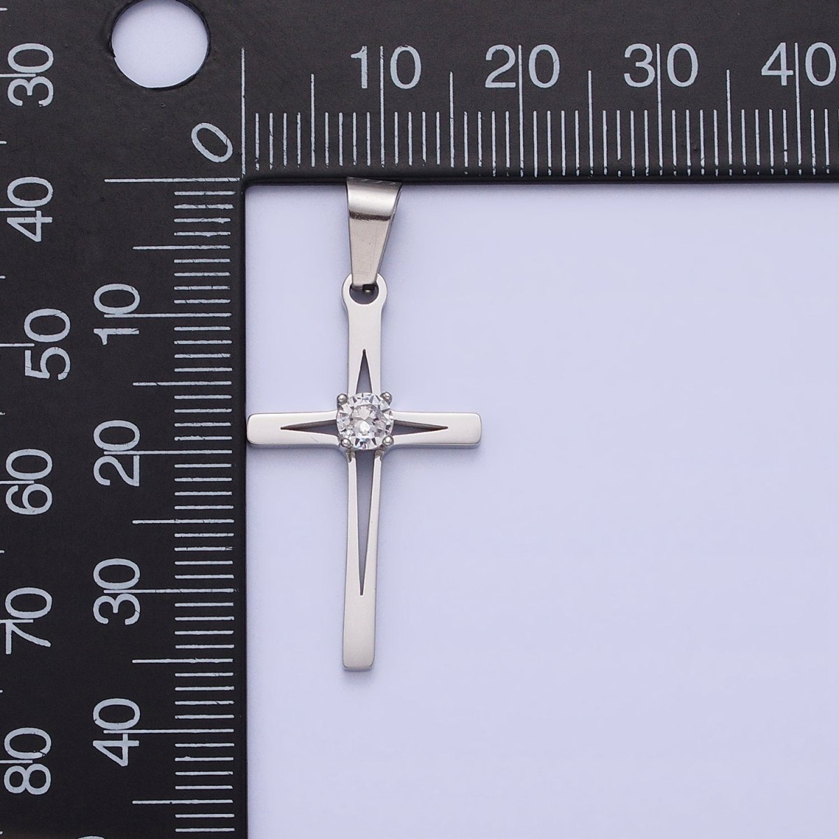 OS Stainless Steel Religious Cross Star Clear CZ Pendant in Gold & Silver  J-797 J-798