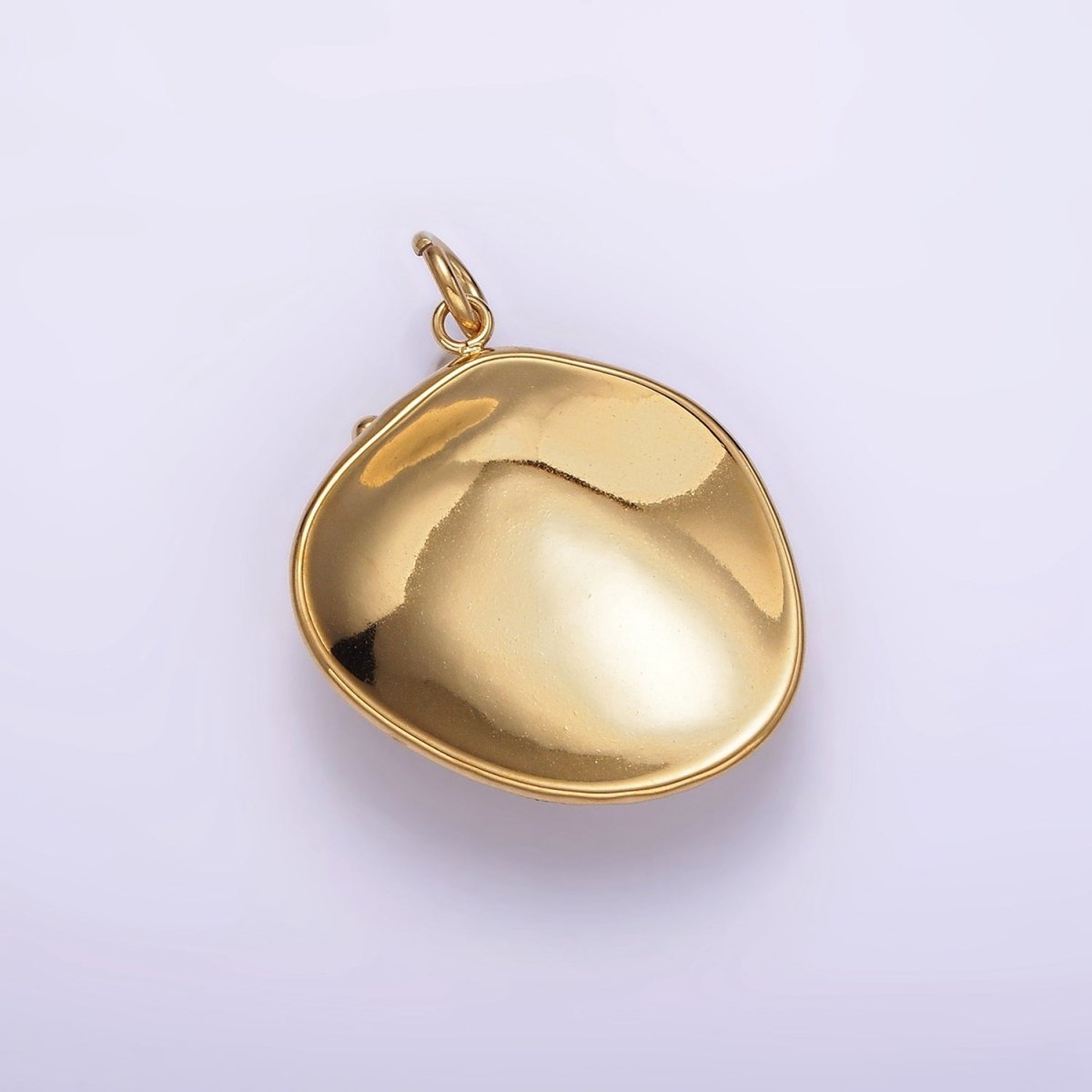 OS Stainless Steel Textured Pearl Dotted Ocean Clam Shell Charm | P1281