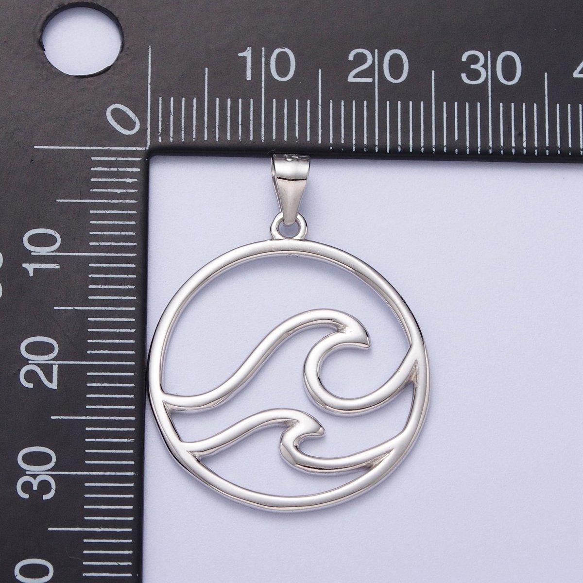 OS Sterling Silver Ocean Wave Charm Under The Sea Water Beach Pendant SL-403 - DLUXCA
