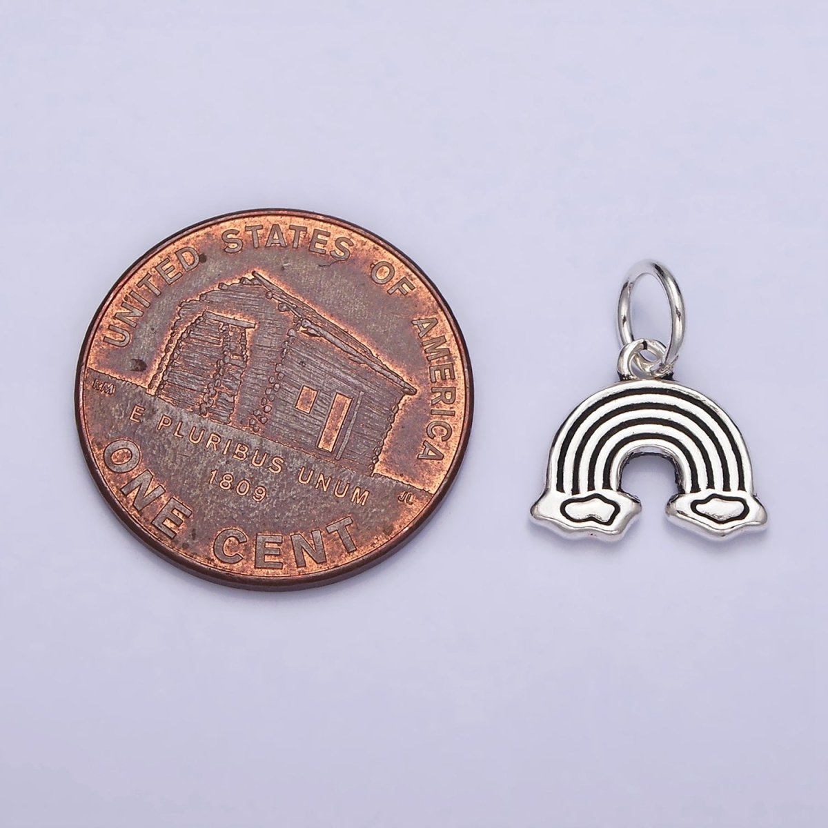 OS Sterling Silver S925 Rainbow Cloud Lined Doodle Charm | SL-283 - DLUXCA