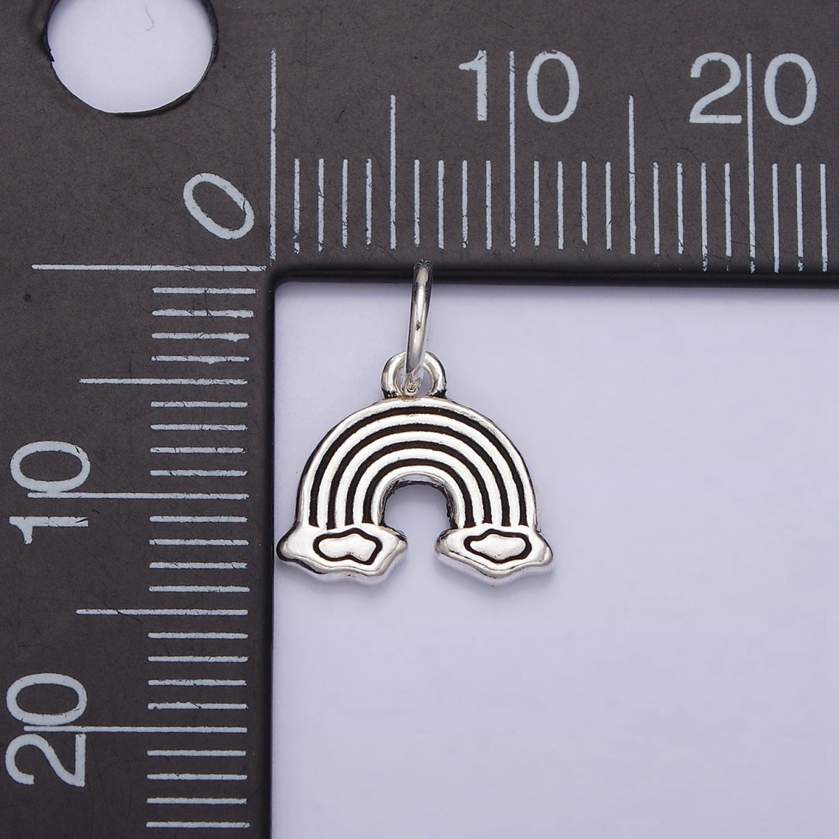 OS Sterling Silver S925 Rainbow Cloud Lined Doodle Charm | SL-283 - DLUXCA