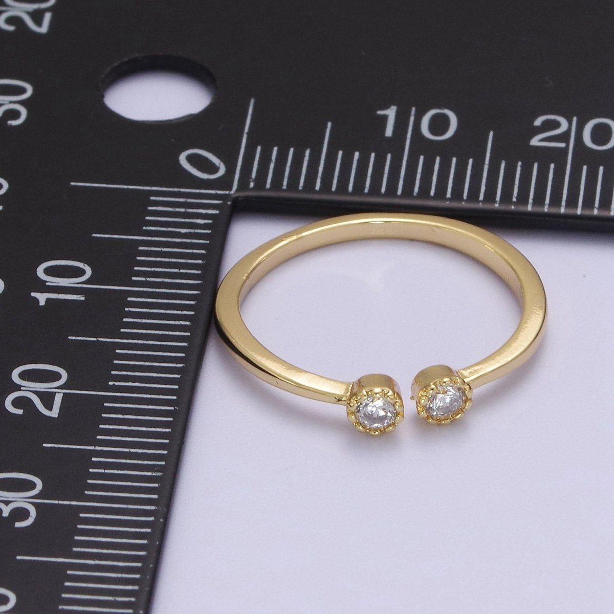 OS Thin Gold Filled Round Cut CZ Open Adjustable Ring S-521