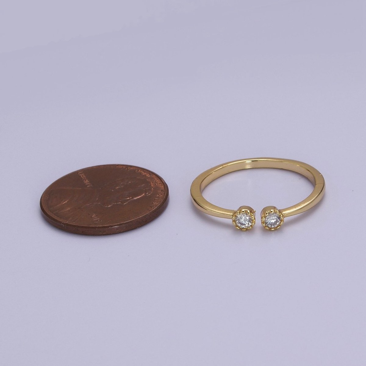 OS Thin Gold Filled Round Cut CZ Open Adjustable Ring S-521