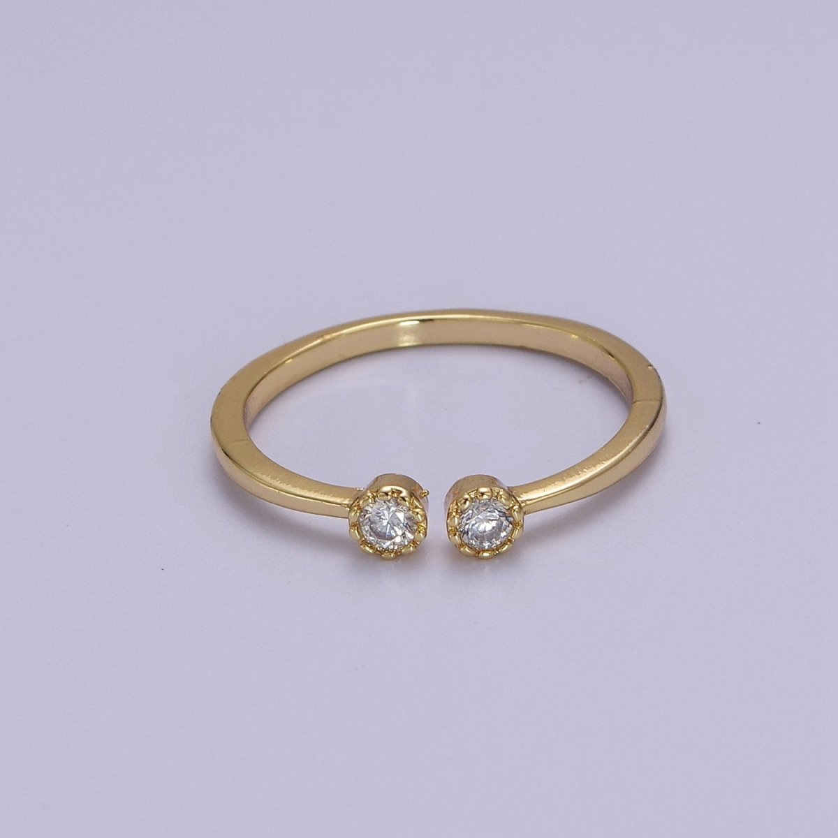 OS Thin Gold Filled Round Cut CZ Open Adjustable Ring S-521