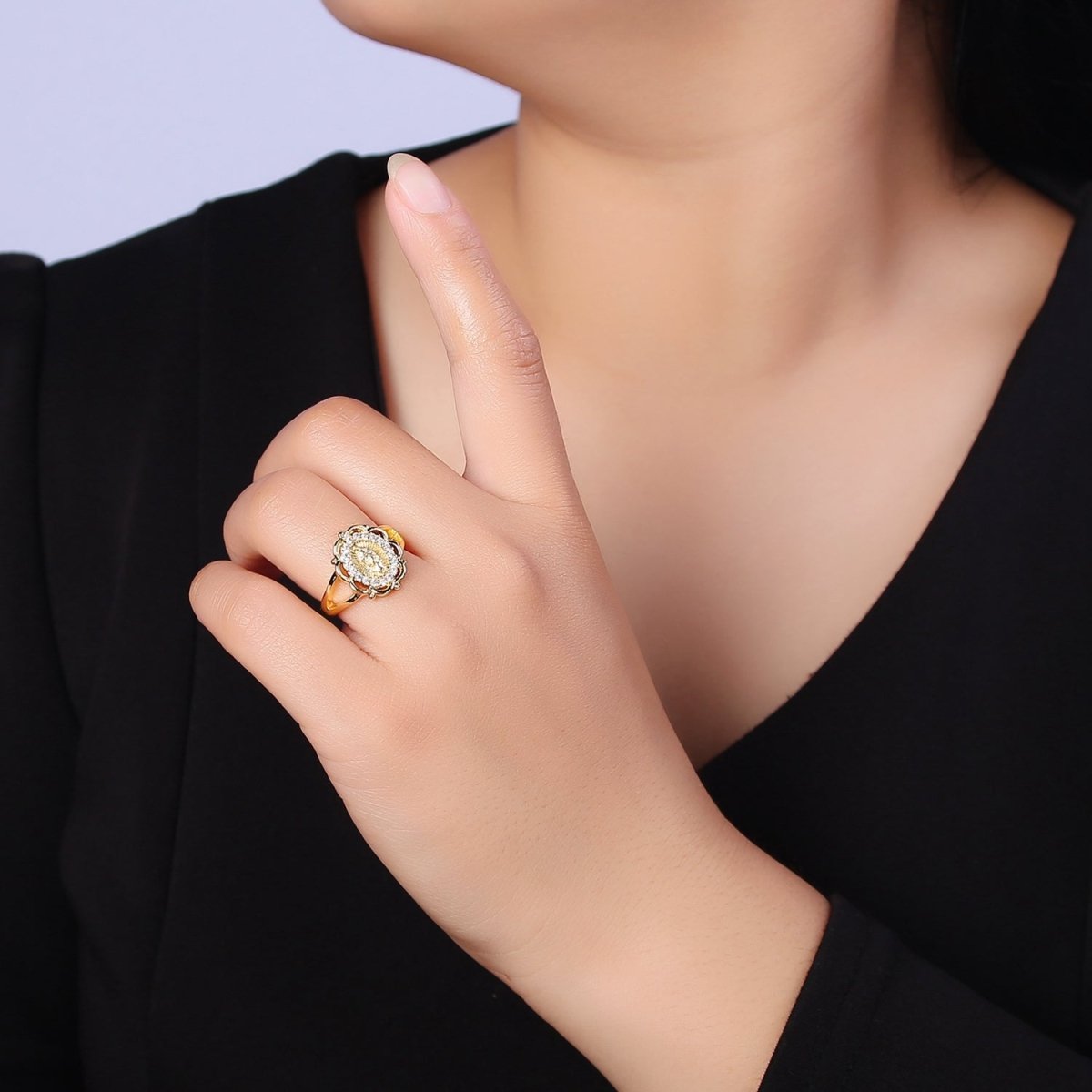 Our Lady of Guadalupe Gold Rings Virgin Mary Religious Ring O-2163 - DLUXCA