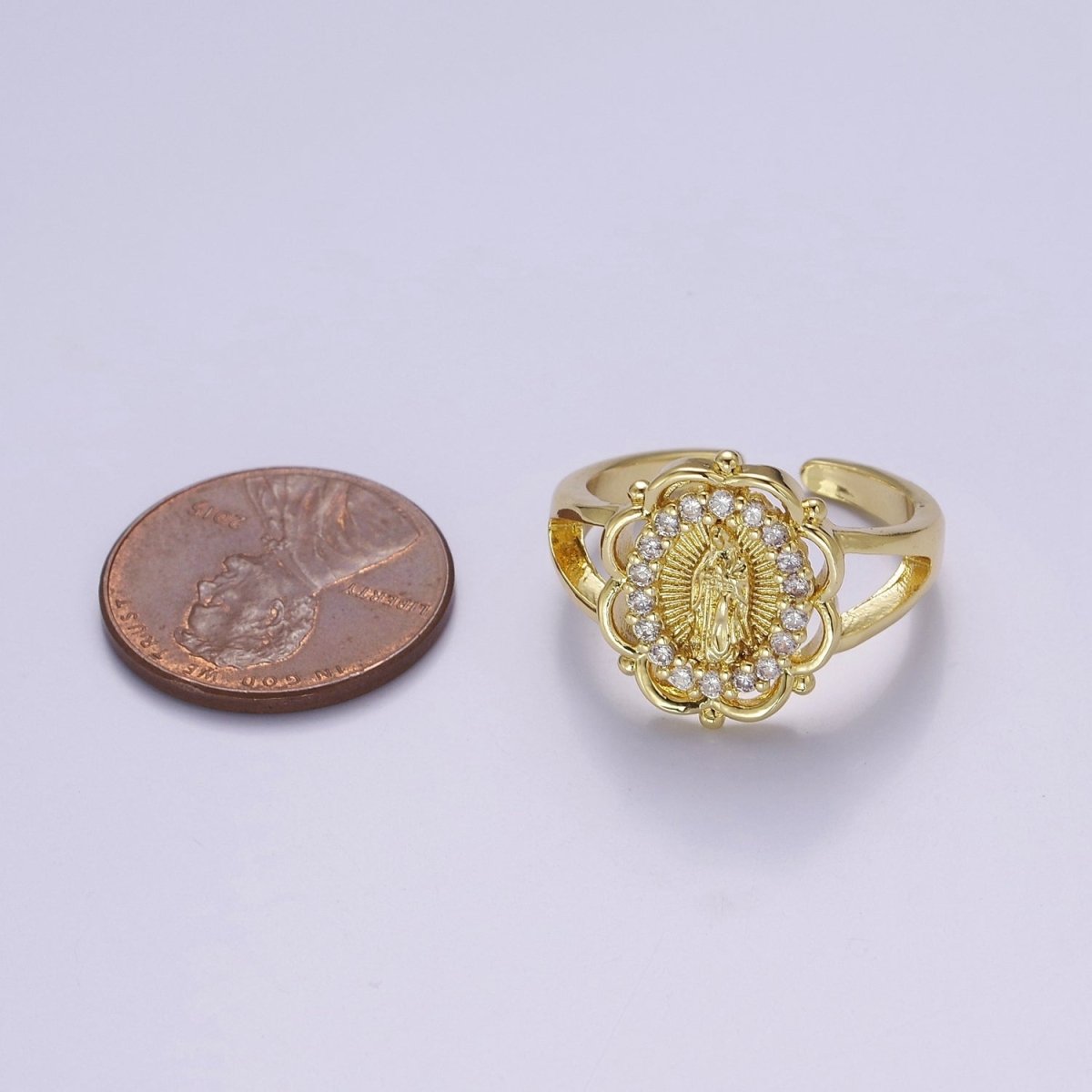 Our Lady of Guadalupe Gold Rings Virgin Mary Religious Ring O-2163 - DLUXCA