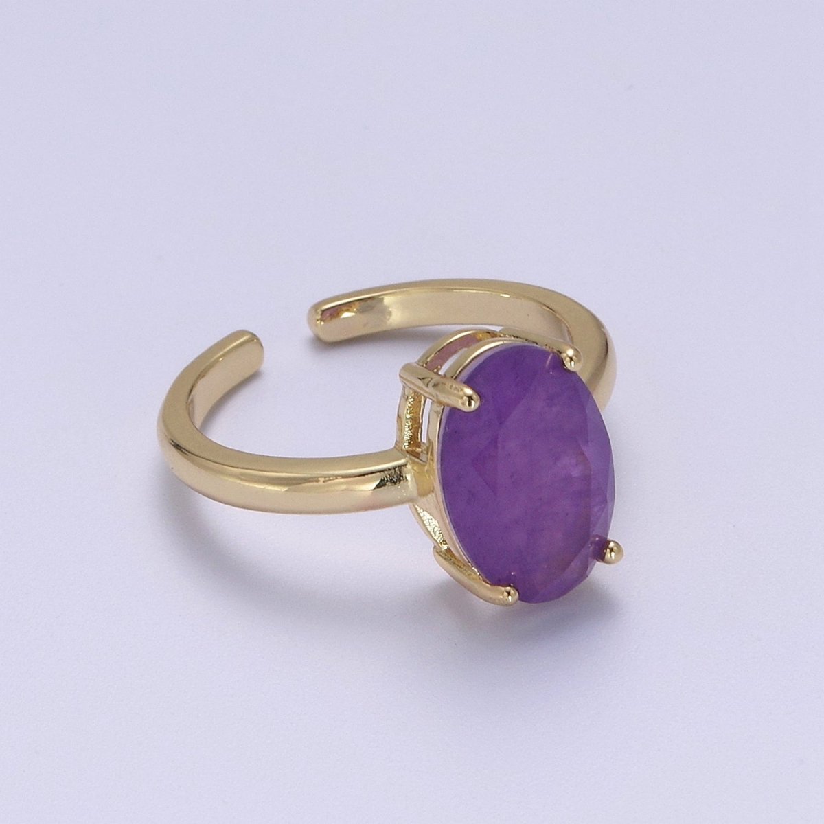 Oval Cut Cubic Zirconia Birthstone Ring | Egg Shape Cz Birthday Gift Ring Open Adjustable Jewelry S-417 ~ S-428