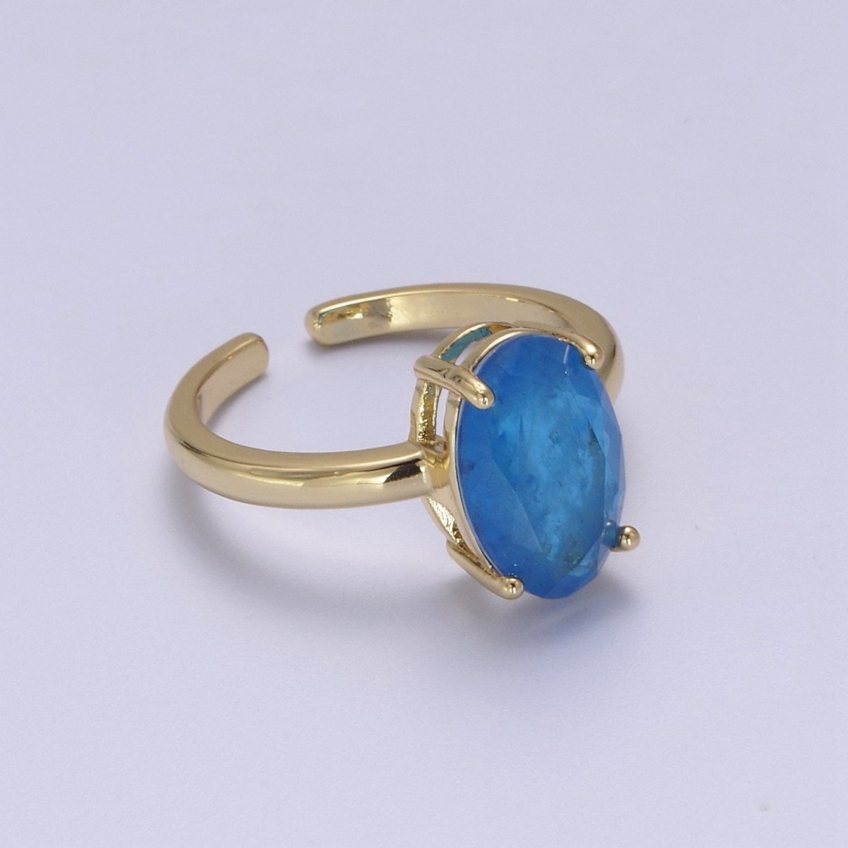 Oval Cut Cubic Zirconia Birthstone Ring | Egg Shape Cz Birthday Gift Ring Open Adjustable Jewelry S-417 ~ S-428