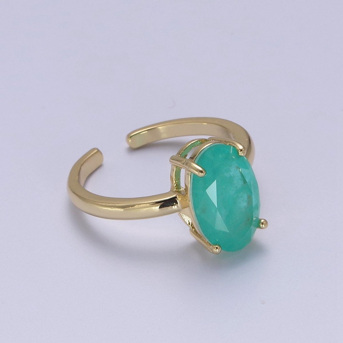 Oval Cut Cubic Zirconia Birthstone Ring | Egg Shape Cz Birthday Gift Ring Open Adjustable Jewelry S-417 ~ S-428