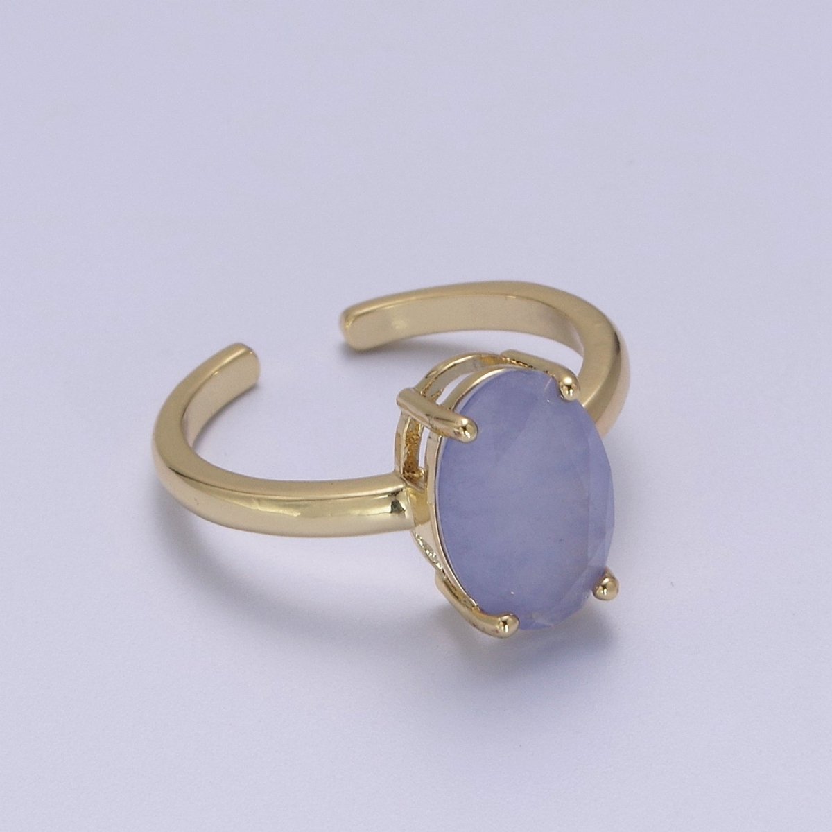 Oval Cut Cubic Zirconia Birthstone Ring | Egg Shape Cz Birthday Gift Ring Open Adjustable Jewelry S-417 ~ S-428