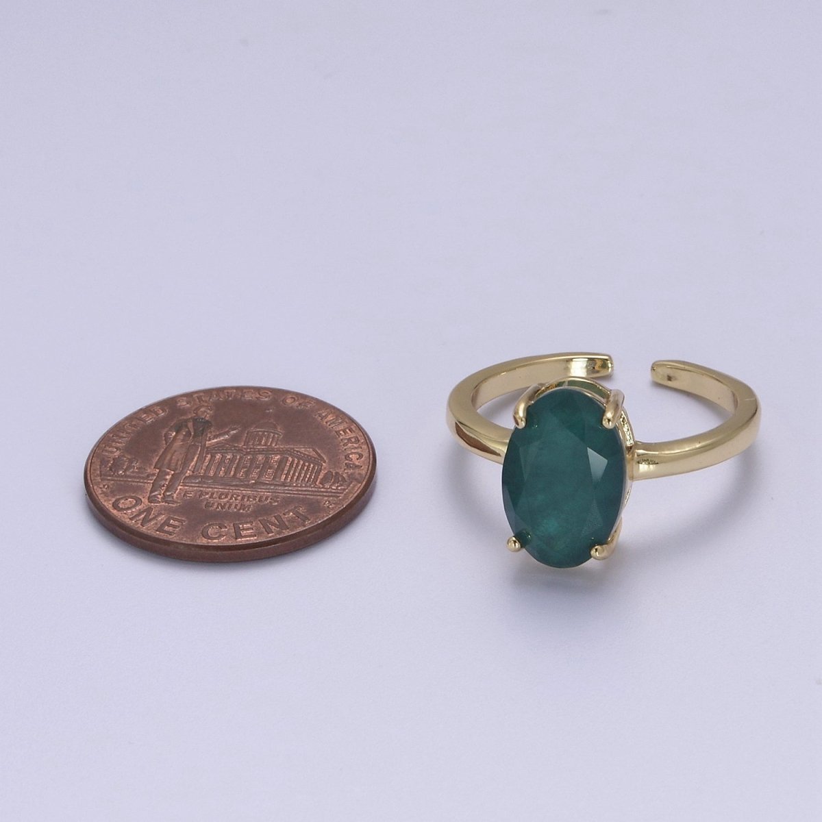 Oval Cut Cubic Zirconia Birthstone Ring | Egg Shape Cz Birthday Gift Ring Open Adjustable Jewelry S-417 ~ S-428