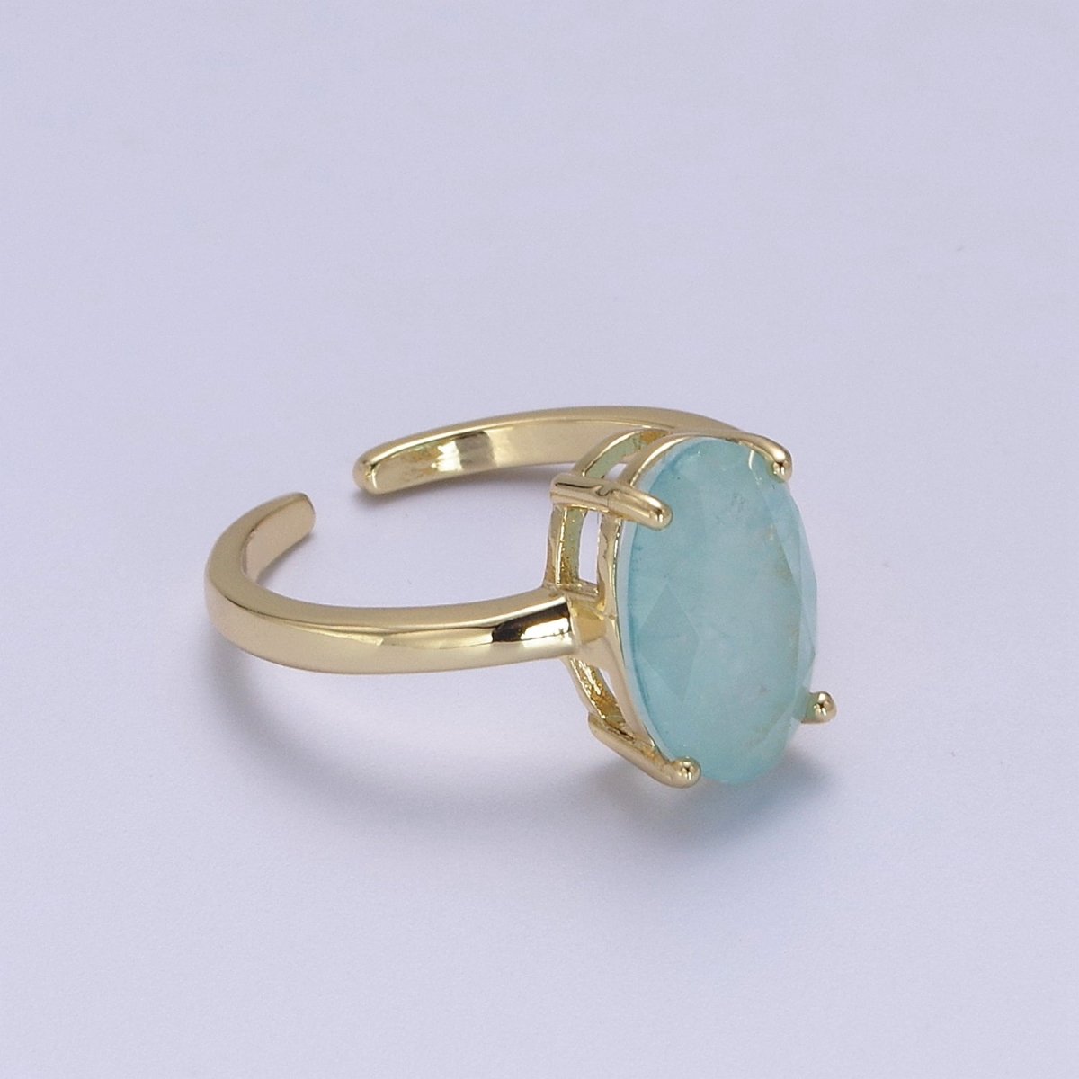 Oval Cut Cubic Zirconia Birthstone Ring | Egg Shape Cz Birthday Gift Ring Open Adjustable Jewelry S-417 ~ S-428