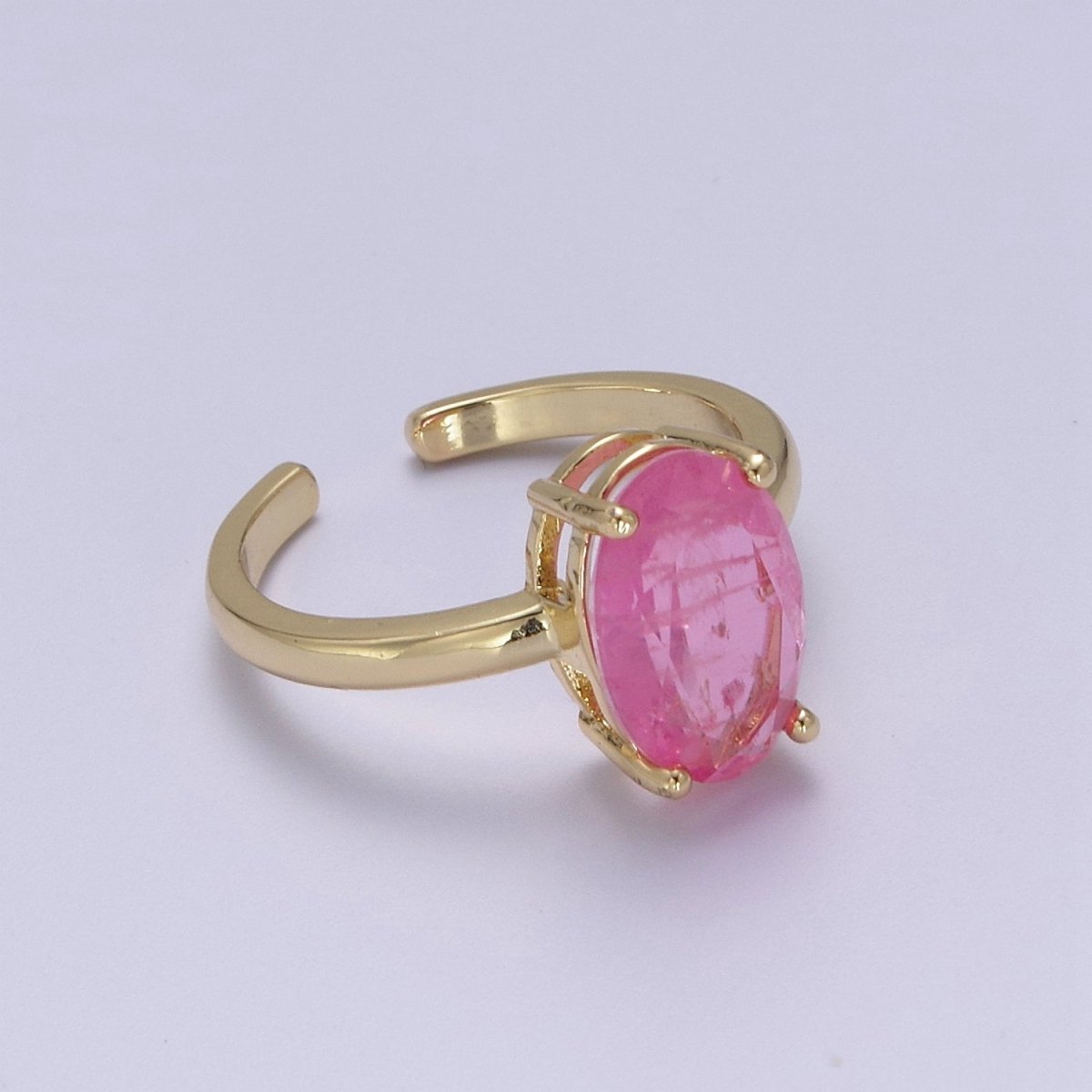 Oval Cut Cubic Zirconia Birthstone Ring | Egg Shape Cz Birthday Gift Ring Open Adjustable Jewelry S-417 ~ S-428