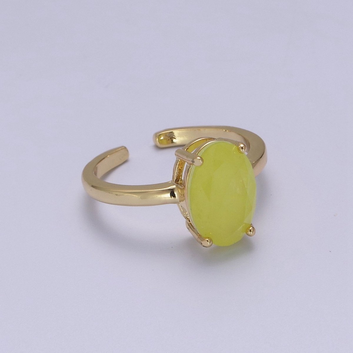 Oval Cut Cubic Zirconia Birthstone Ring | Egg Shape Cz Birthday Gift Ring Open Adjustable Jewelry S-417 ~ S-428