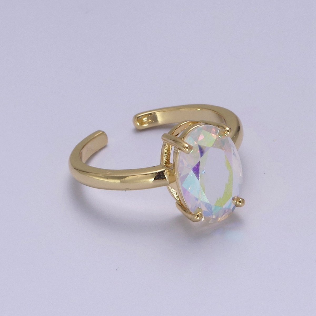 Oval Cut Cubic Zirconia Birthstone Ring | Egg Shape Cz Birthday Gift Ring Open Adjustable Jewelry S-417 ~ S-428