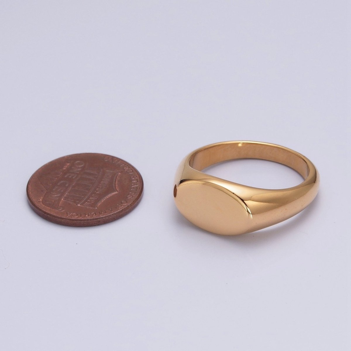 Oval Pinky Signet Ring, Stainless Steel Classic Signet ring, Pinky ring, Oval ring Minimalist Jewelry S-041 ~ S-044 - DLUXCA