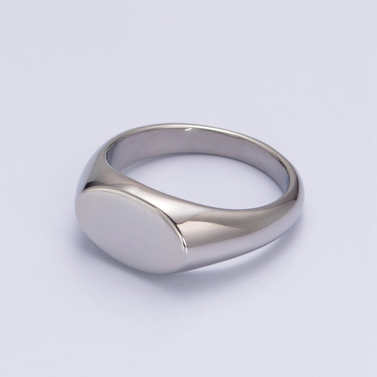 Oval Pinky Signet Ring, Stainless Steel Classic Signet ring, Pinky ring, Oval ring Minimalist Jewelry S-041 ~ S-044 - DLUXCA