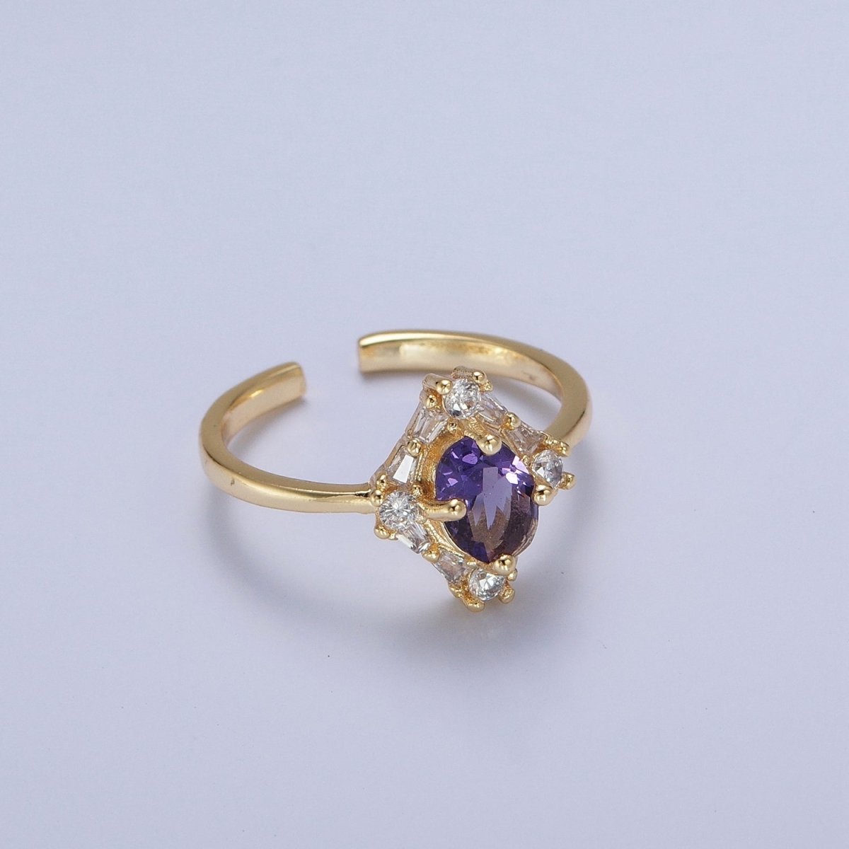 Oval Purple/Blue & Clear Cubic Zirconia Promise Ring O-782 O-783