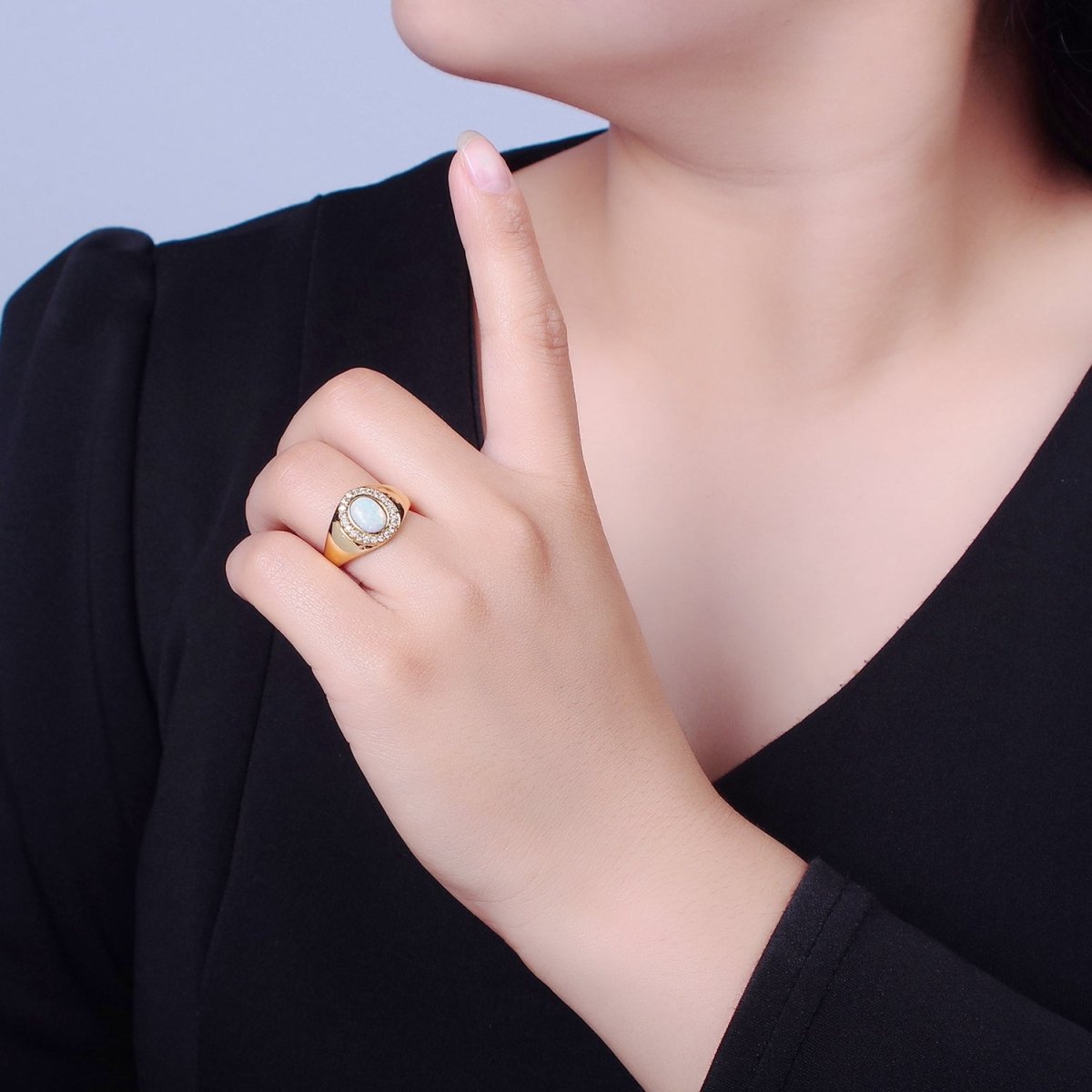 Oval Ring, Opal Ring, Statement Ring, Dainty Ring, Signet Ring O-2215 O-2216