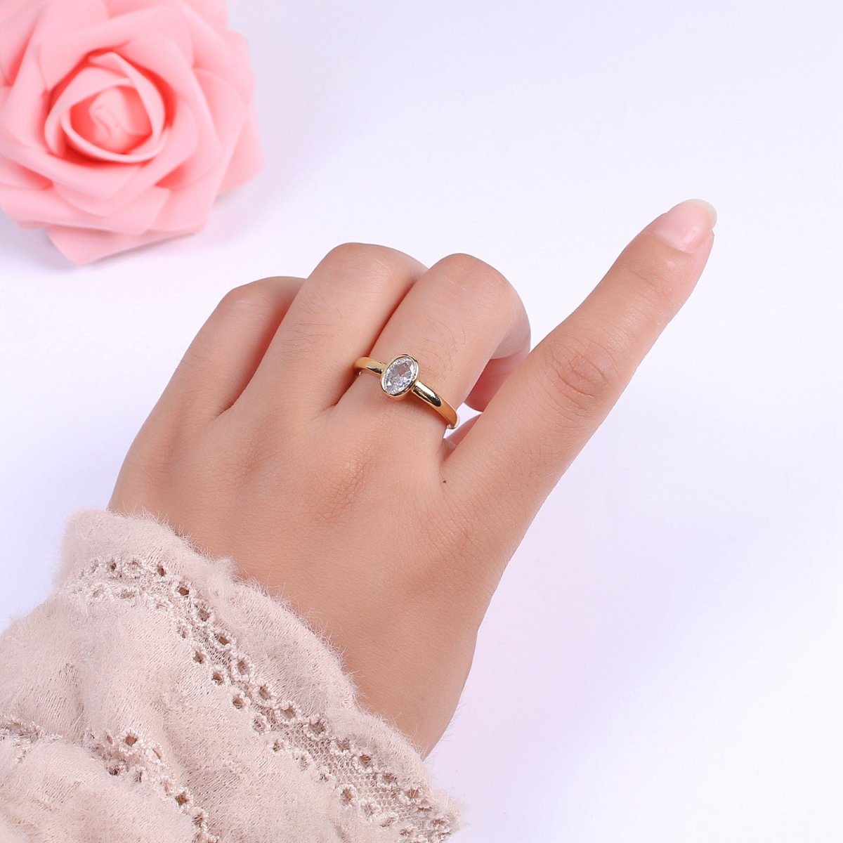 Oval Ring Open Adjustable Oval Ring. Modern Oval Ring. Minimalist Ring. Boho Gold Geometric Ring. U-127