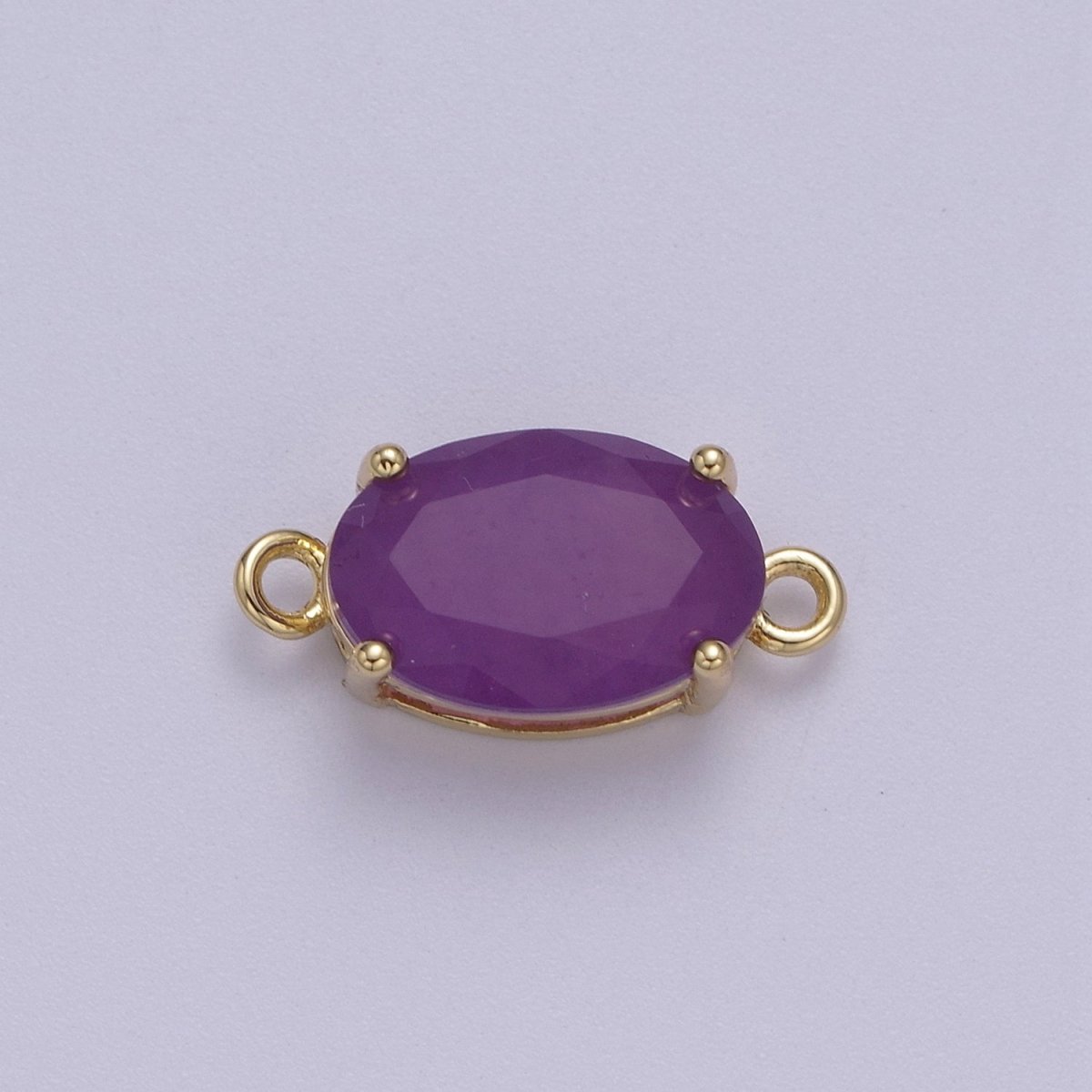 Oval Solitaire CZ Birthstone Charm Connector Geometric Diamond Cut Dainty Cubic Zirconia Connector for Necklace Earring Supply F-661-F-673