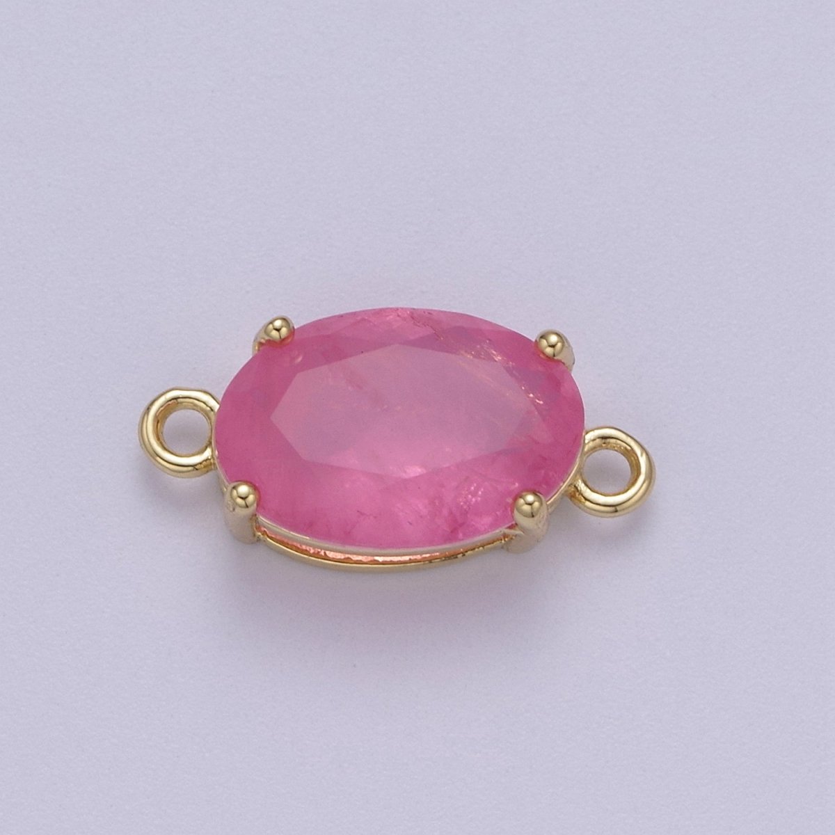 Oval Solitaire CZ Birthstone Charm Connector Geometric Diamond Cut Dainty Cubic Zirconia Connector for Necklace Earring Supply F-661-F-673